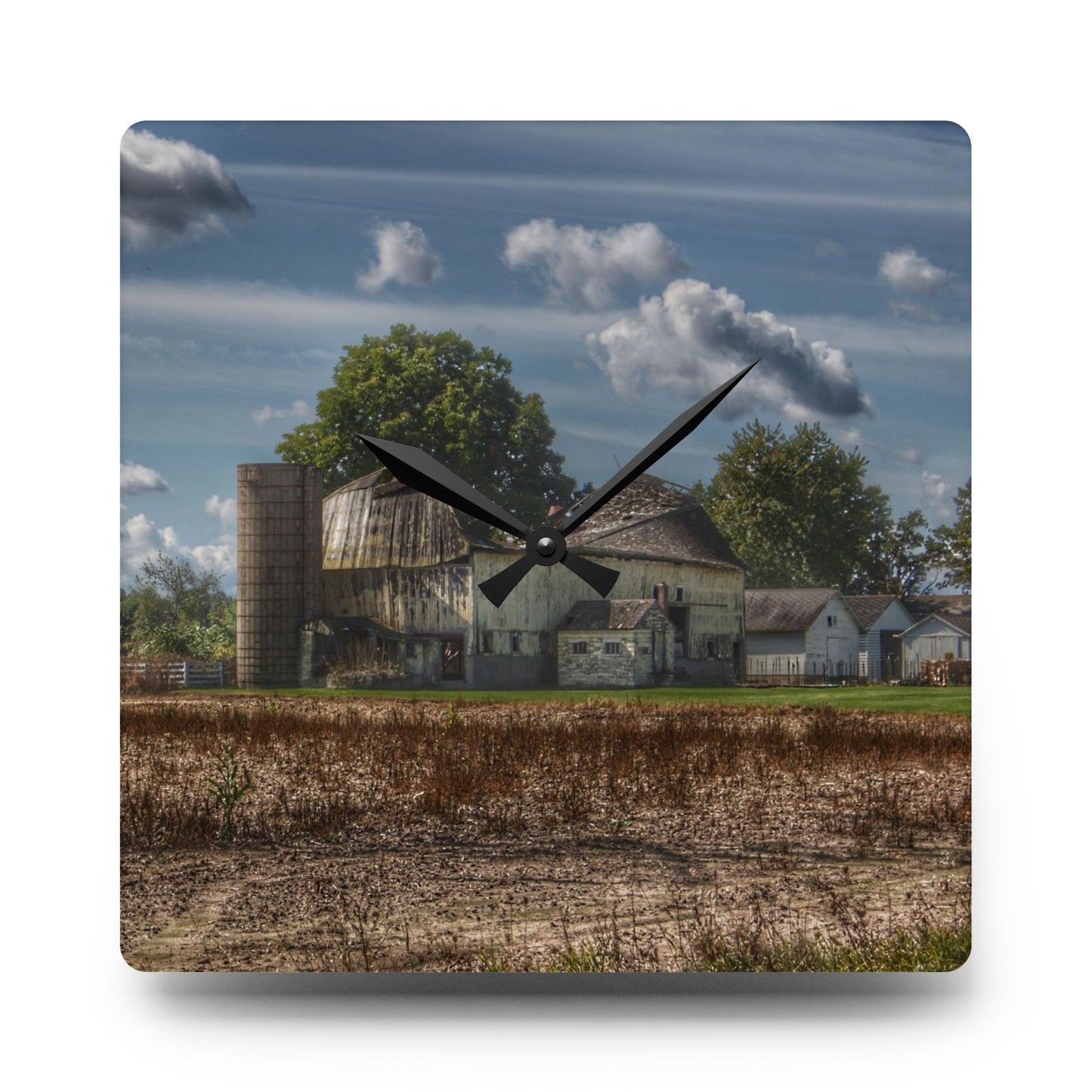 U R There Photography Sutton Road End of Days Rustic Farmhouse Acrylic Analog Wall Clock