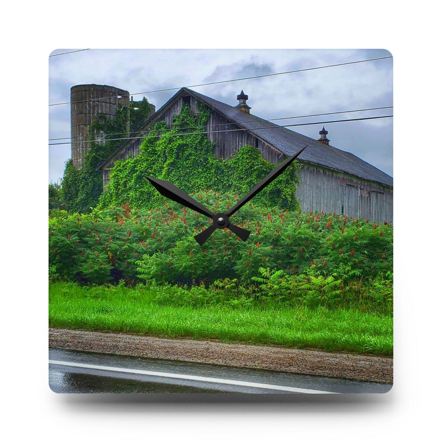U R There Photography Metamora M-24 White Rustic Farmhouse Acrylic Analog Wall Clock