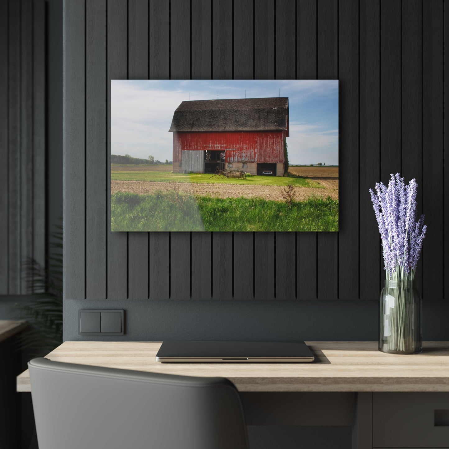 U R There Photography Unionville Elmwood Road Red I Rustic Farmhouse Acrylic Wall Print