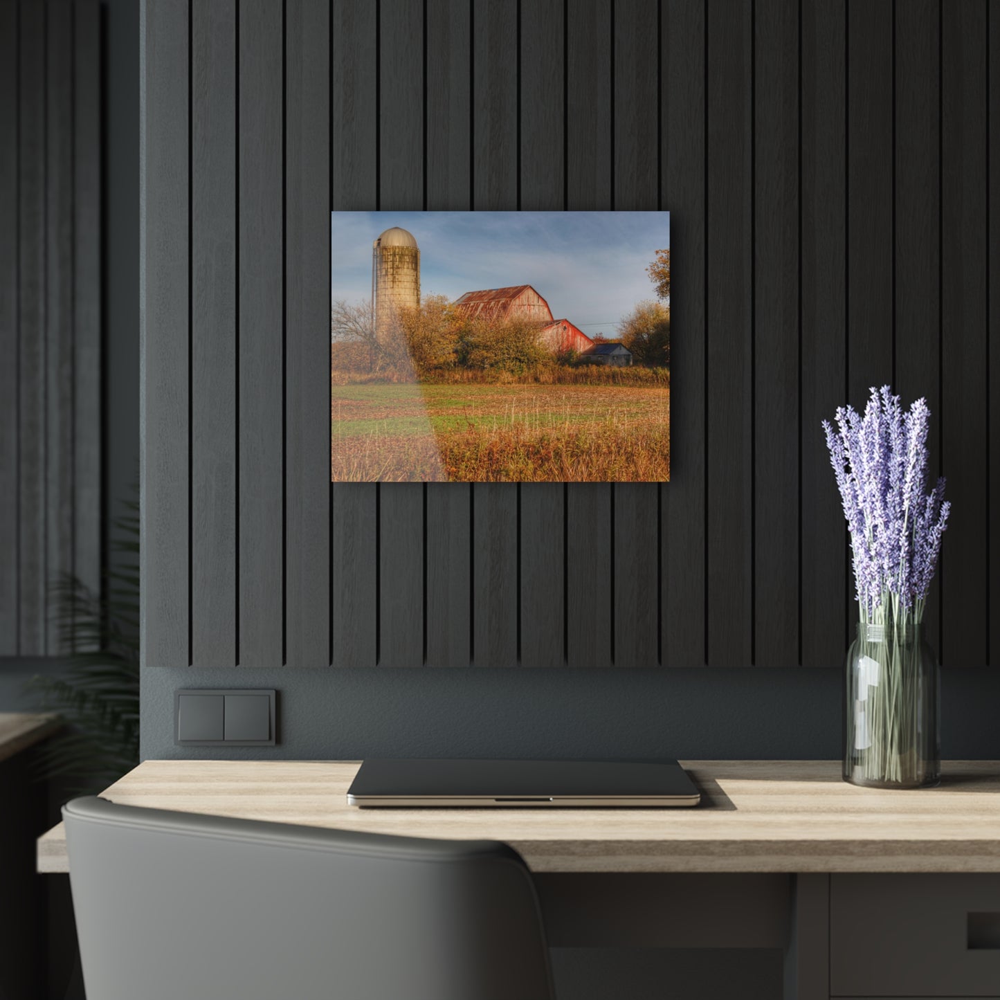 U R There Photography Cade Road Red and Silo Rustic Farmhouse Acrylic Wall Print