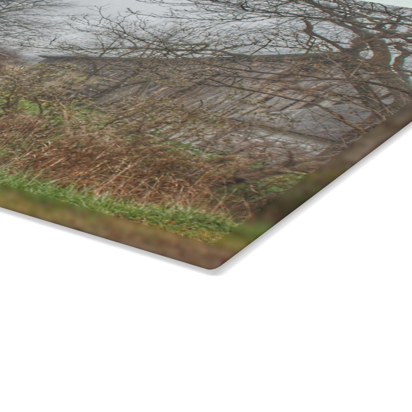 U R There Photography Bowers Road Greys IV Rustic Farmhouse Tempered-Glass Cutting Board