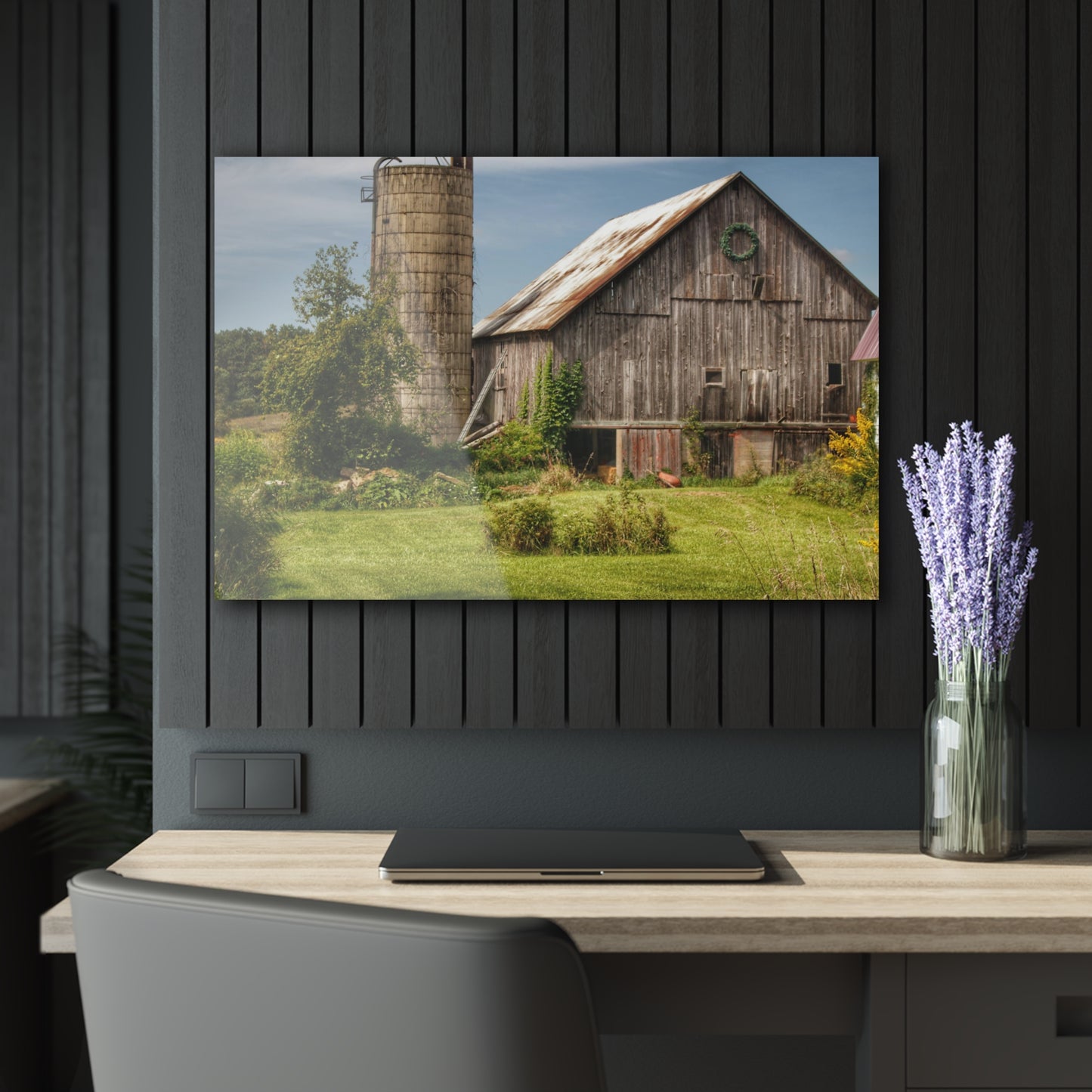 U R There Photography Churchill Christmas Barn in Summer Rustic Farmhouse Acrylic Wall Print