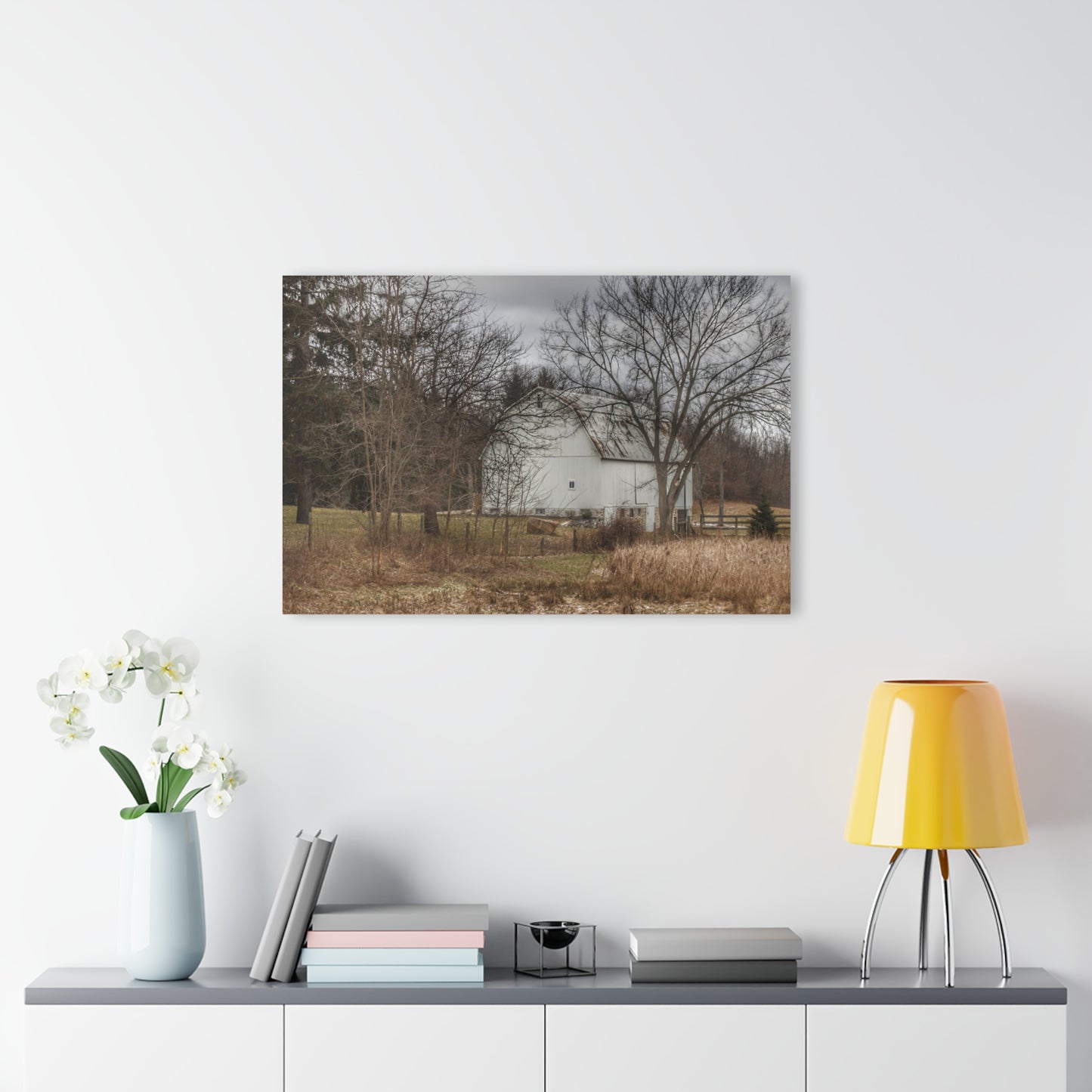 U R There Photography Oakwood Road White II Rustic Farmhouse Acrylic Wall Print
