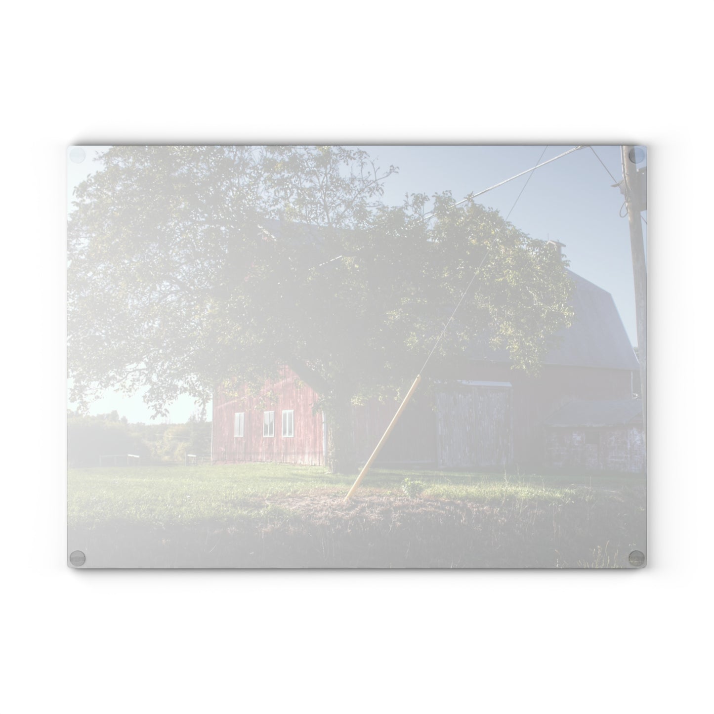 U R There Photography Rochester Road Hidden Red Rustic Farmhouse Tempered-Glass Cutting Board 8"x 11"
