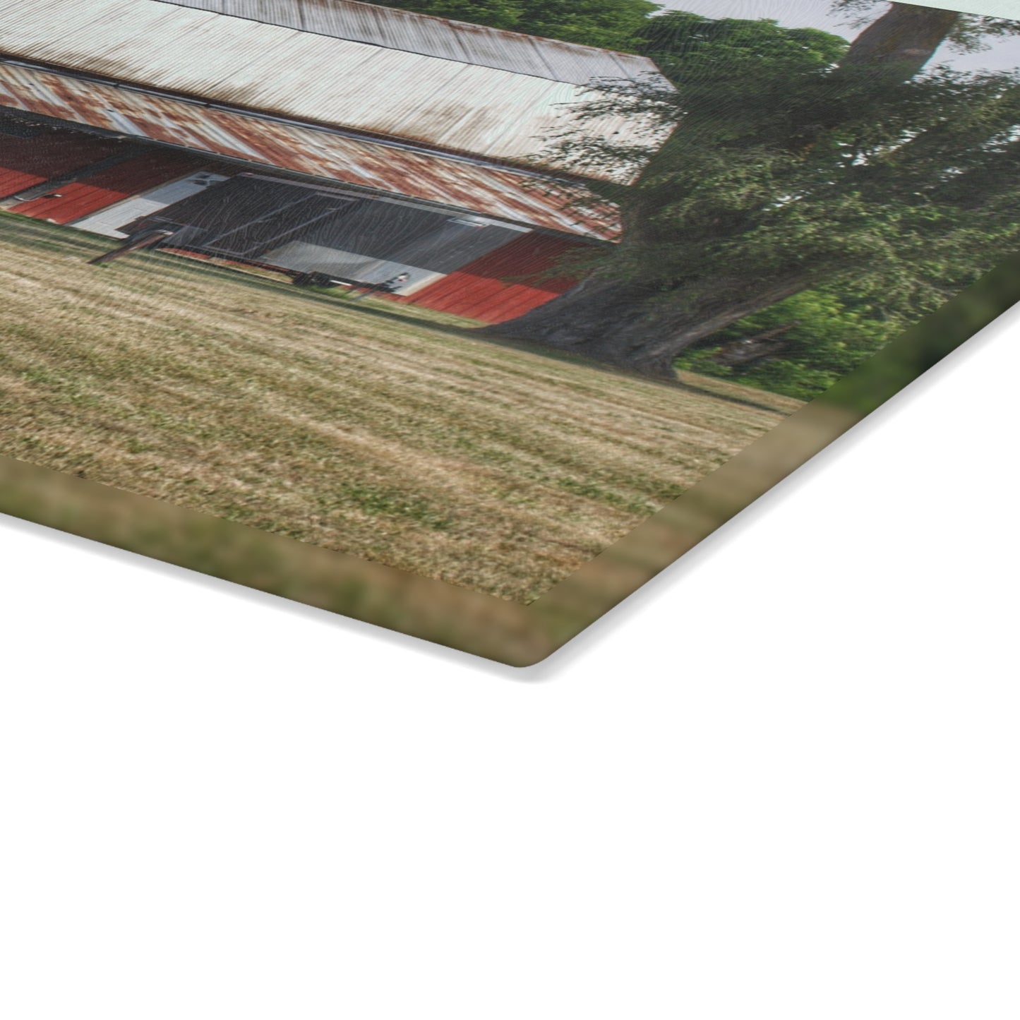 U R There Photography West Hurd Road Red Rustic Farmhouse Tempered-Glass Cutting Board