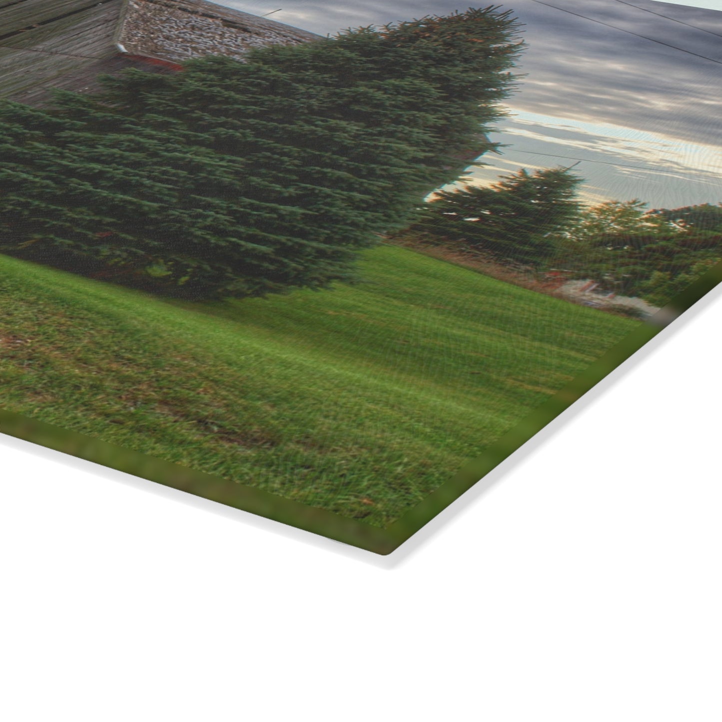 U R There Photography Rich Road Falling Grey II Rustic Farmhouse Tempered-Glass Cutting Board