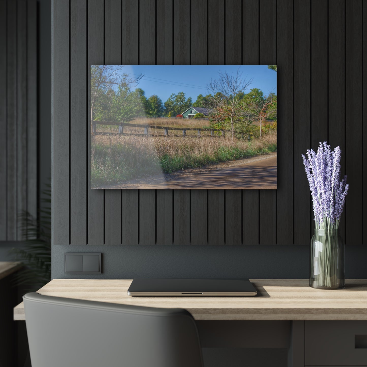 U R There Photography Oakwood Road Hidden Green Rustic Farmhouse Acrylic Wall Print