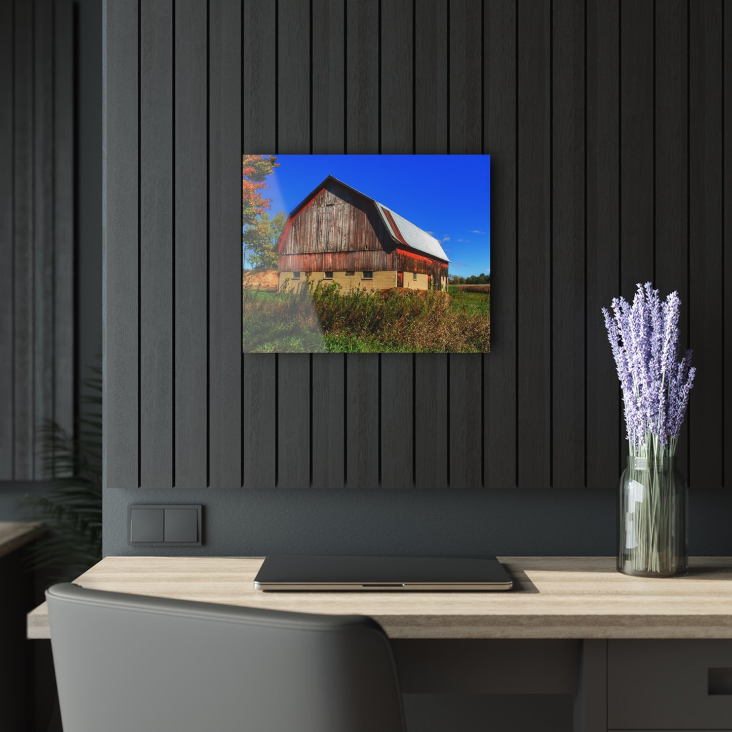 U R There Photography Byington Road Red II Rustic Farmhouse Acrylic Wall Print