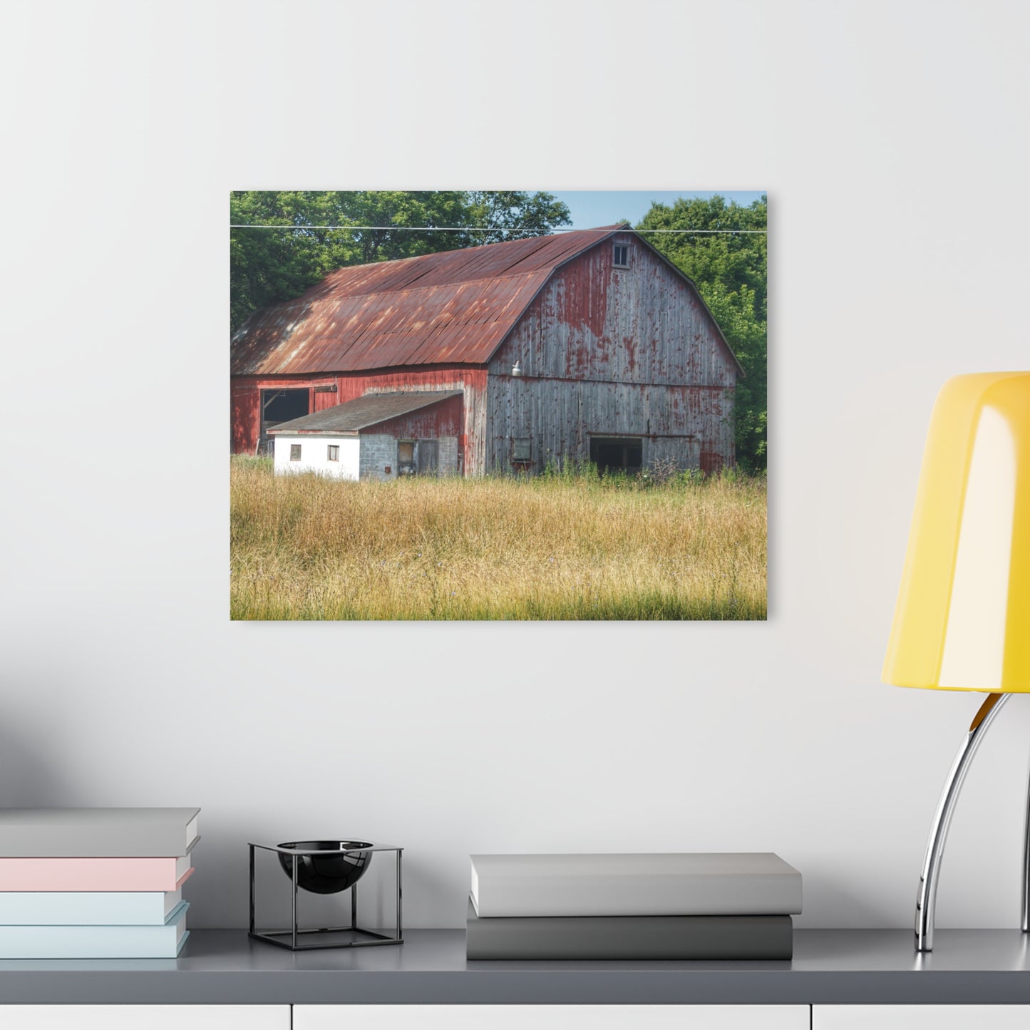 U R There Photography Scott Road Red Rustic Farmhouse Acrylic Wall Print