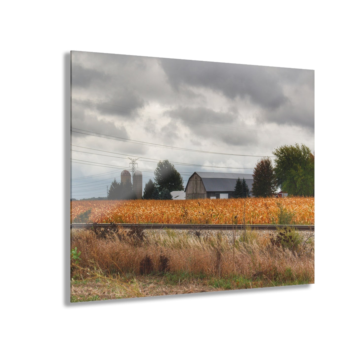 U R There Photography Reese Old Grey Beyond the Tracks Rustic Farmhouse Acrylic Wall Print