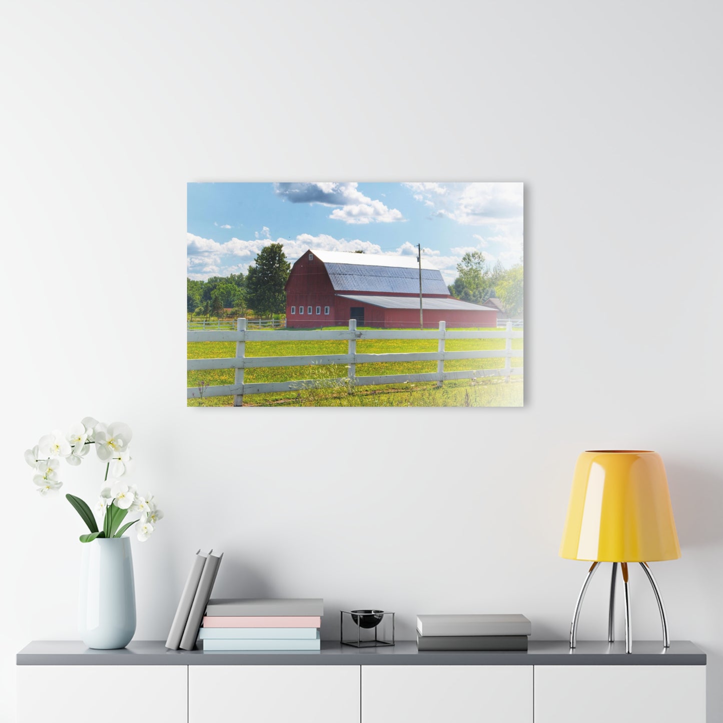 U R There Photography Burt Road Red Rustic Farmhouse Acrylic Wall Print