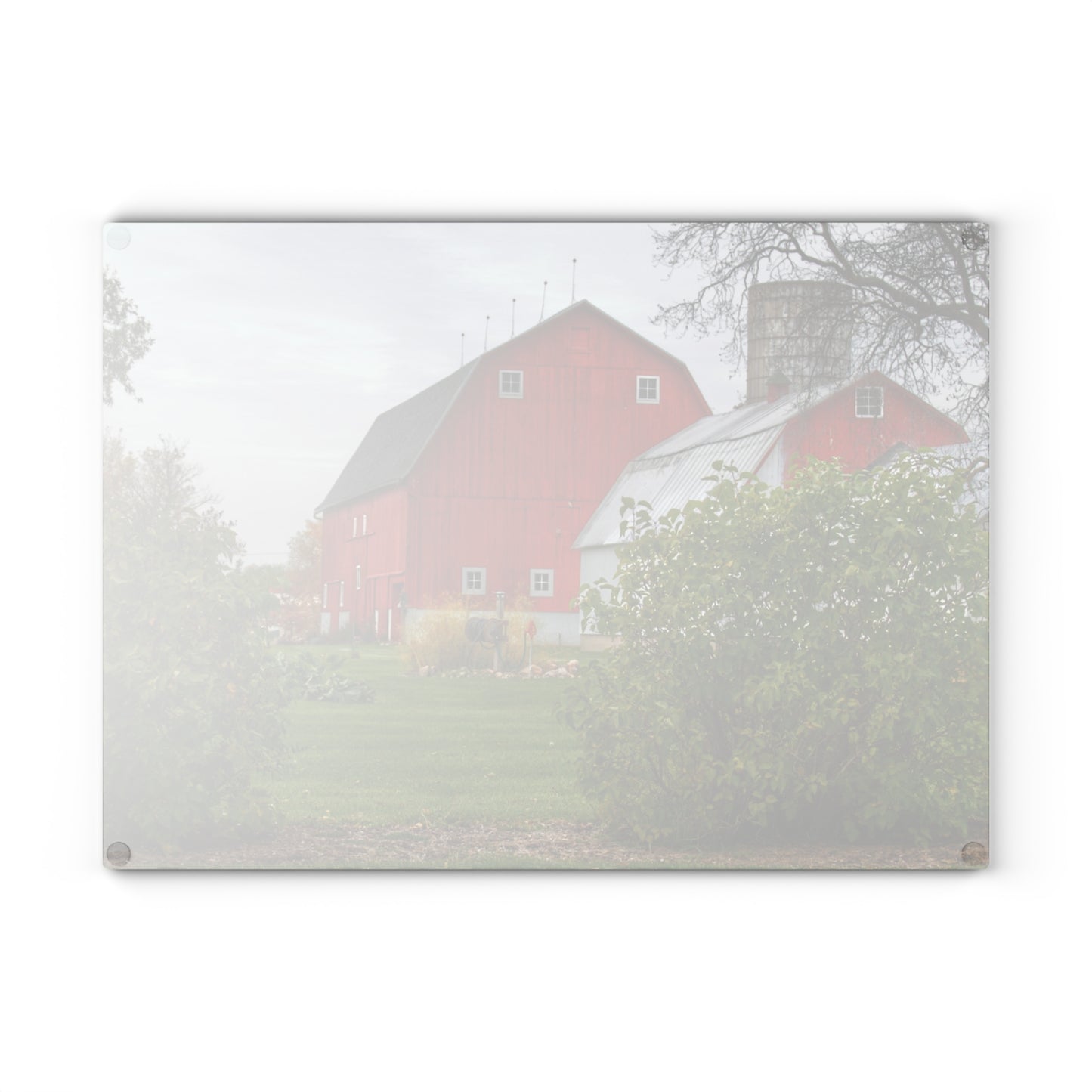 U R There Photography Potters Road Reds Rustic Farmhouse Tempered-Glass Cutting Board