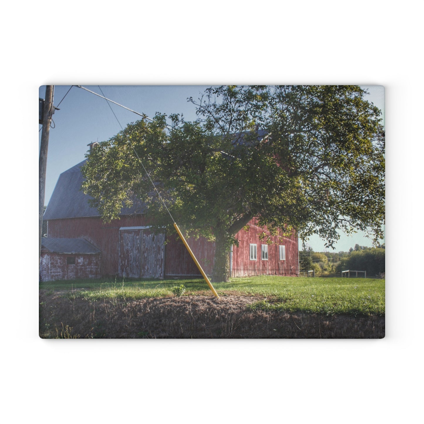 U R There Photography Rochester Road Hidden Red Rustic Farmhouse Tempered-Glass Cutting Board 8"x 11"