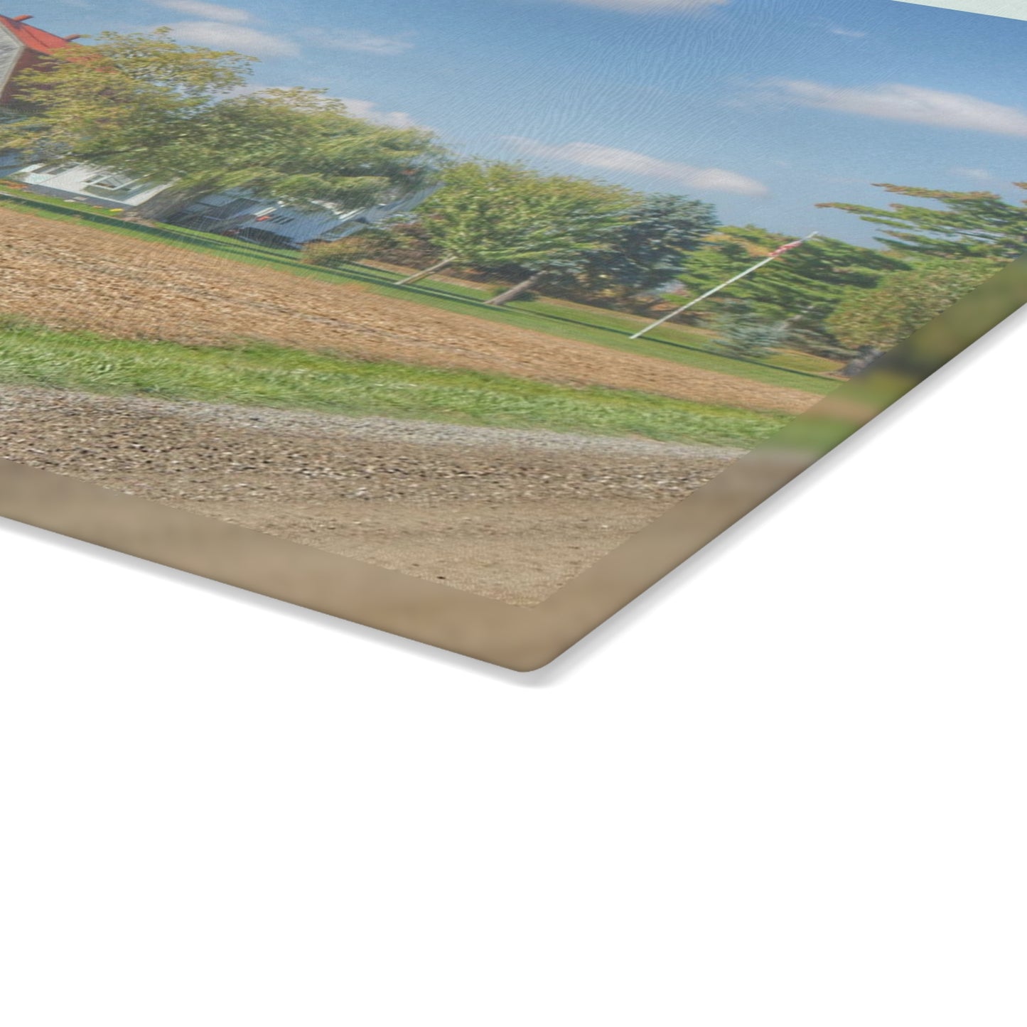 U R There Photography Sheridan Line Road Grey I Rustic Farmhouse Tempered-Glass Cutting Board
