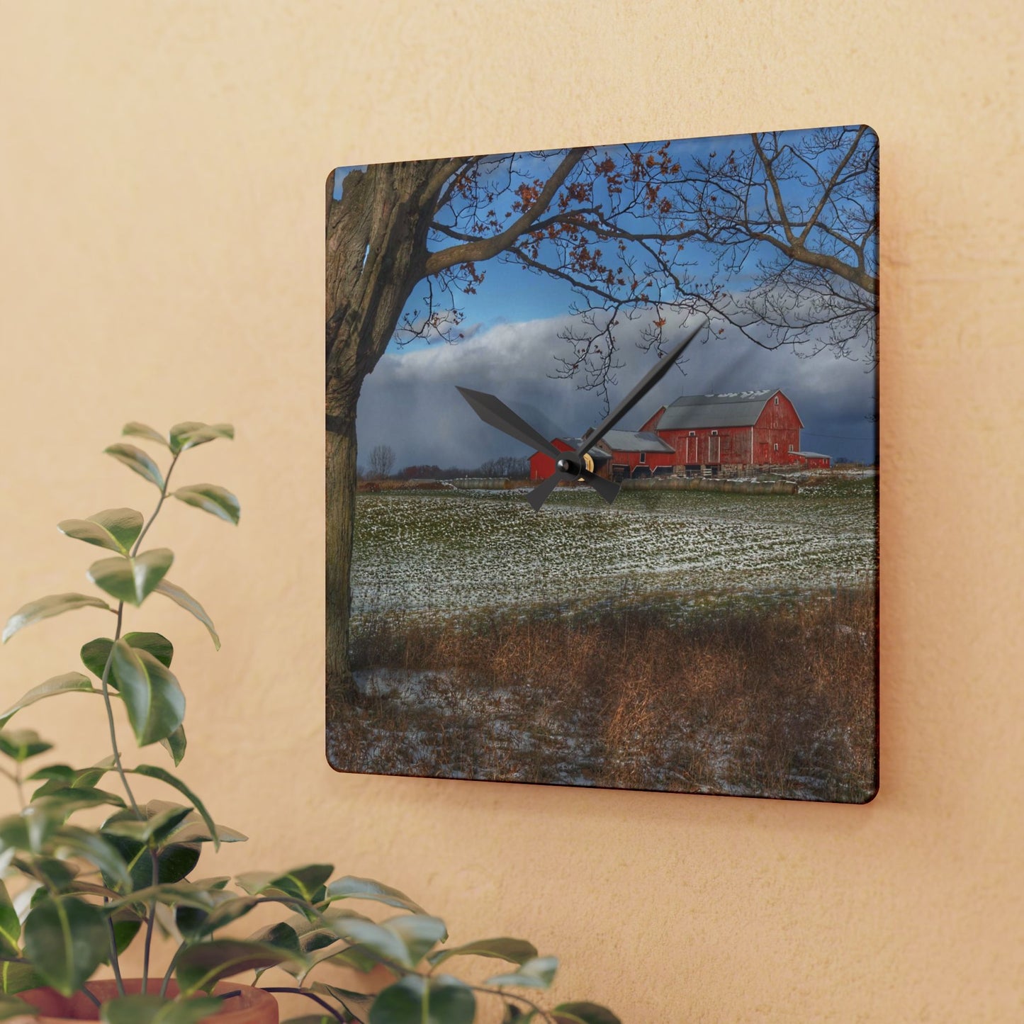 Rustic Farmhouse Wall Clock Featuring Approaching Storm on Edward Road