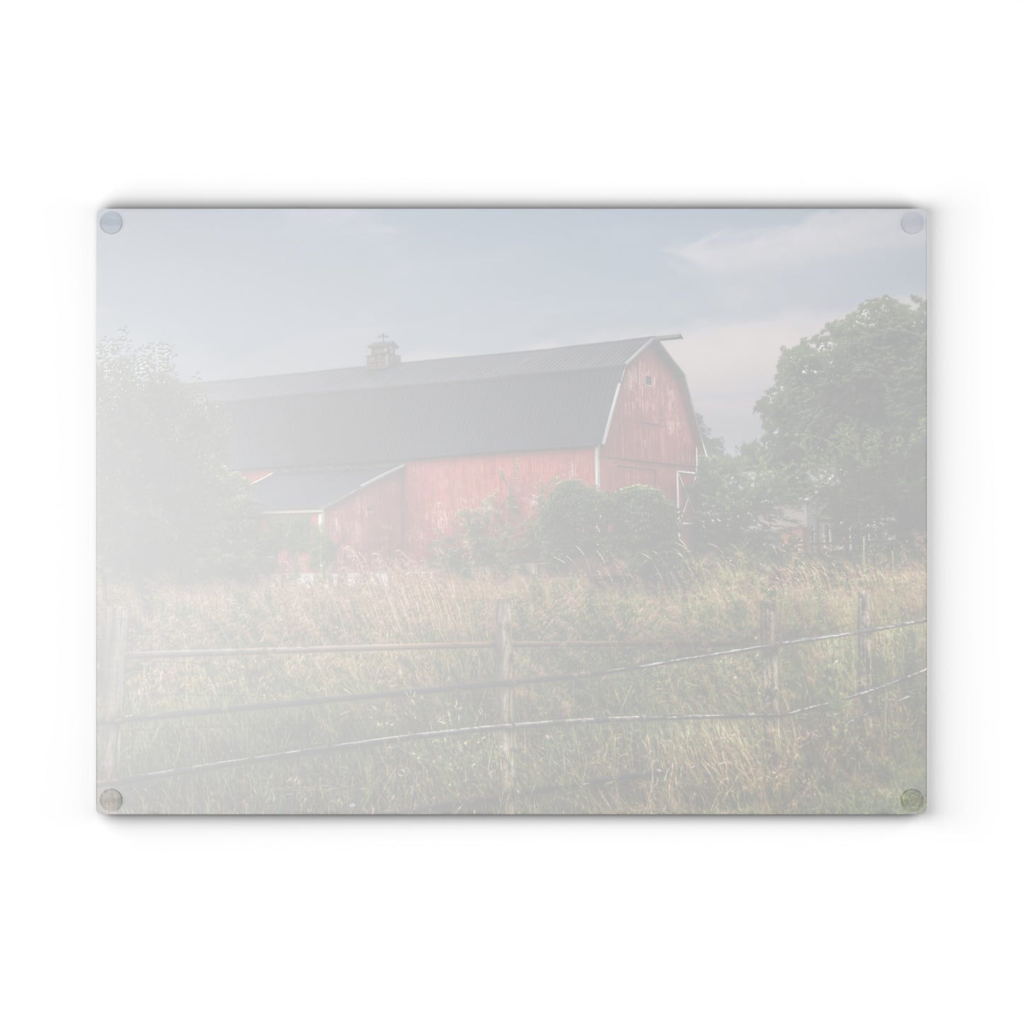 U R There Photography Snook Road Red Rustic Farmhouse Tempered-Glass Cutting Board