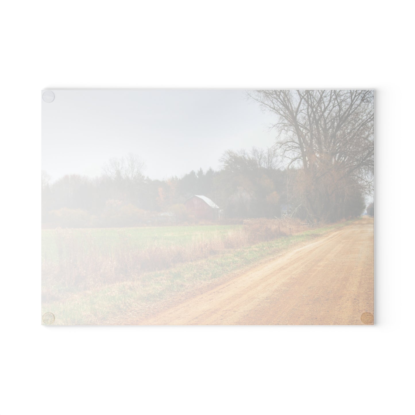 U R There Photography Stone Road Red Rustic Farmhouse Tempered-Glass Cutting Board