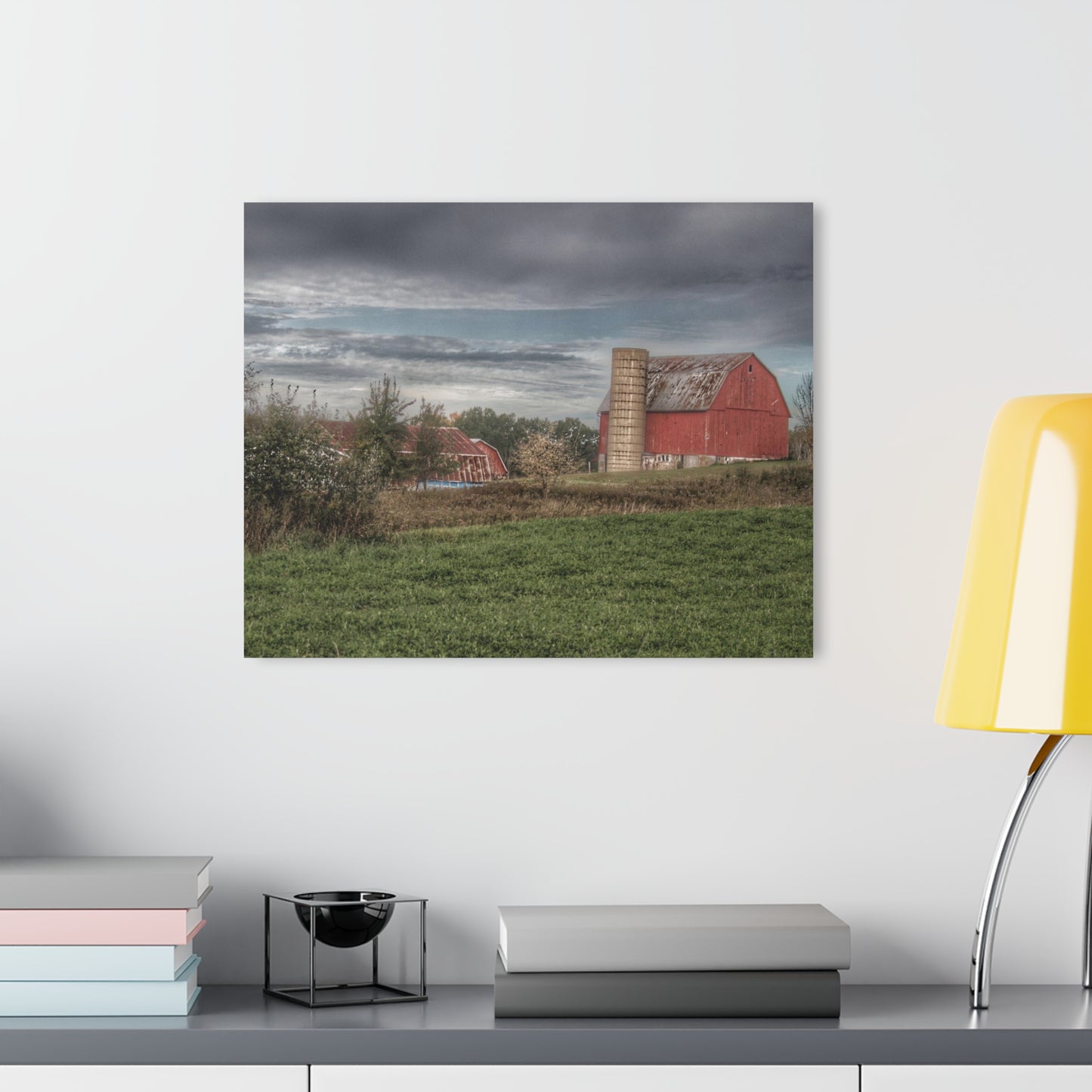 U R There Photography Clear Lake Road Red Rustic Farmhouse Acrylic Wall Print