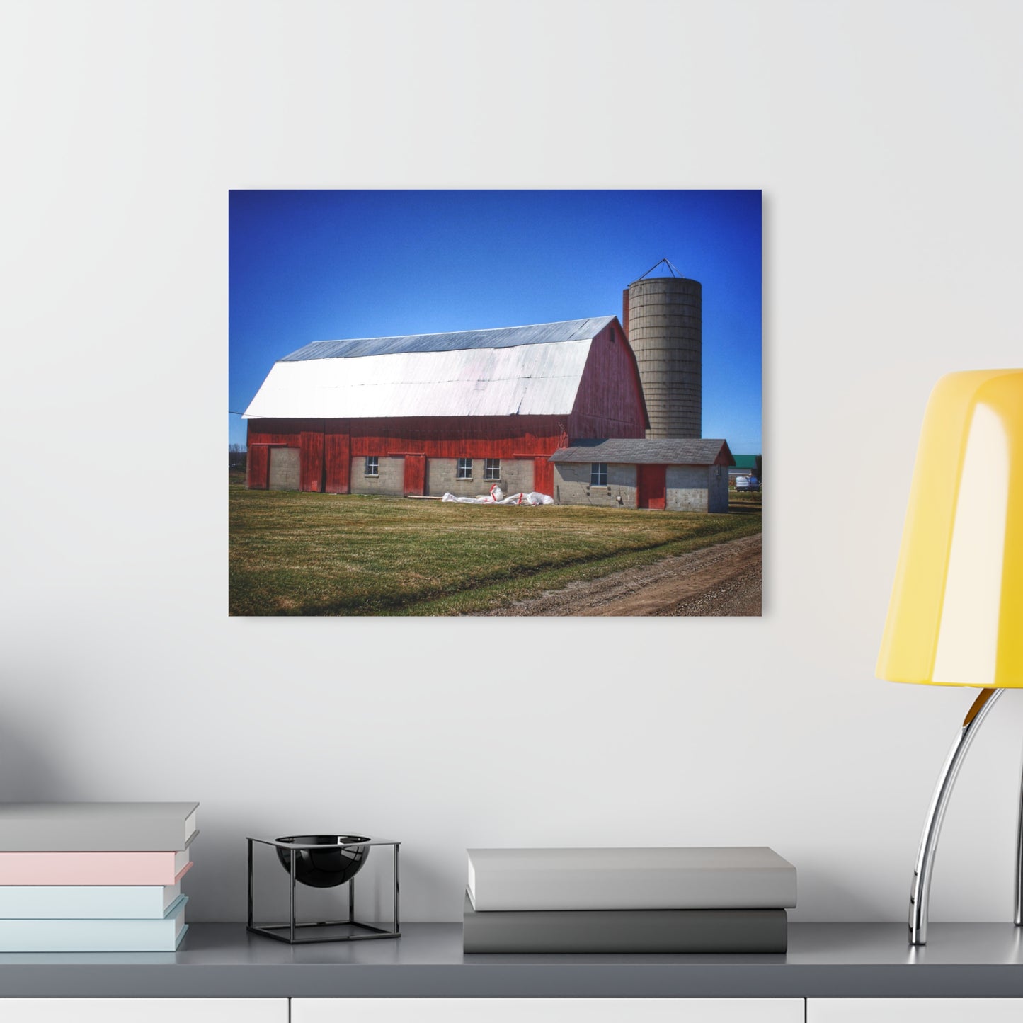 U R There Photography Burt Road Red and Silo Rustic Farmhouse Acrylic Wall Print