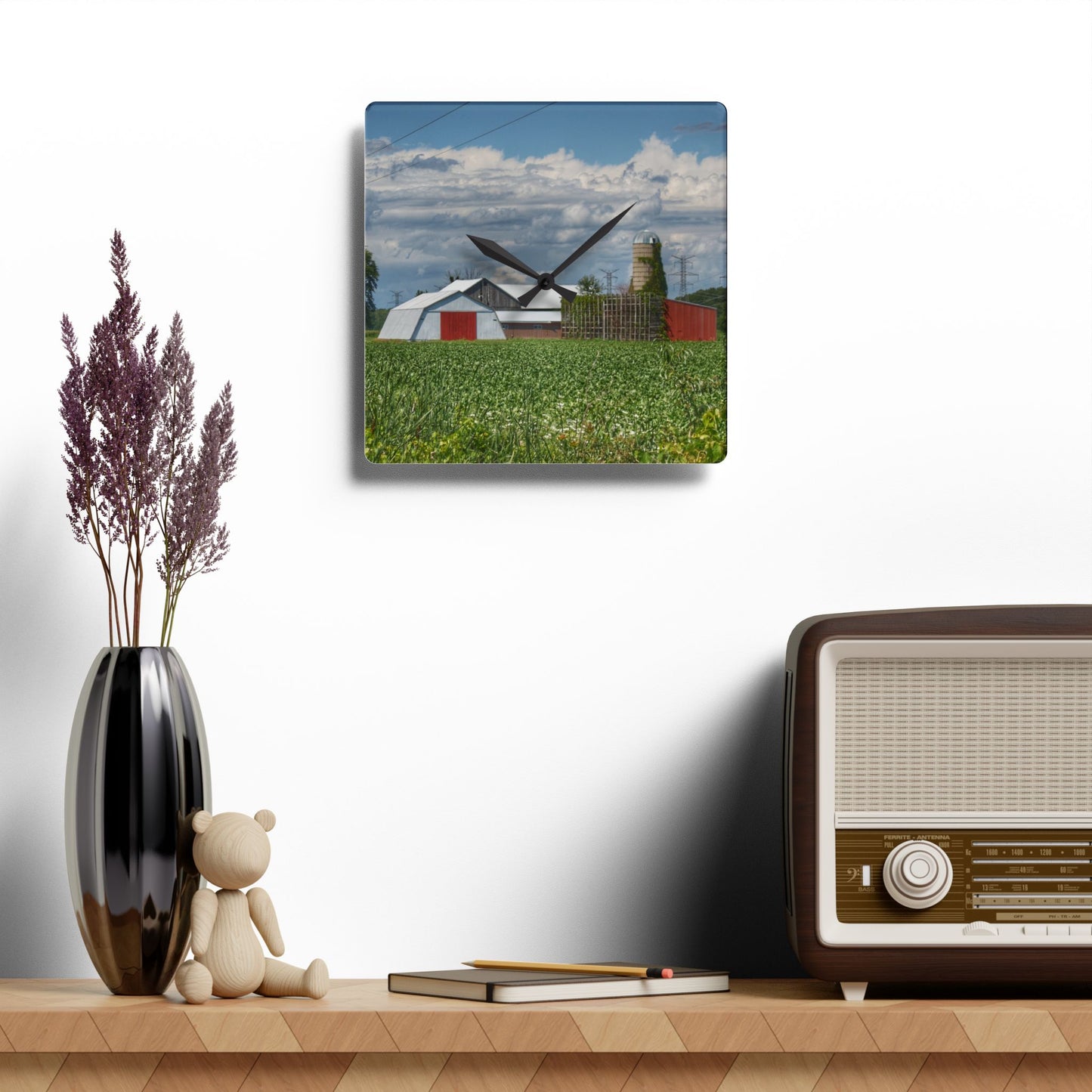 U R There Photography Montrose Farm I Rustic Farmhouse Acrylic Analog Wall Clock