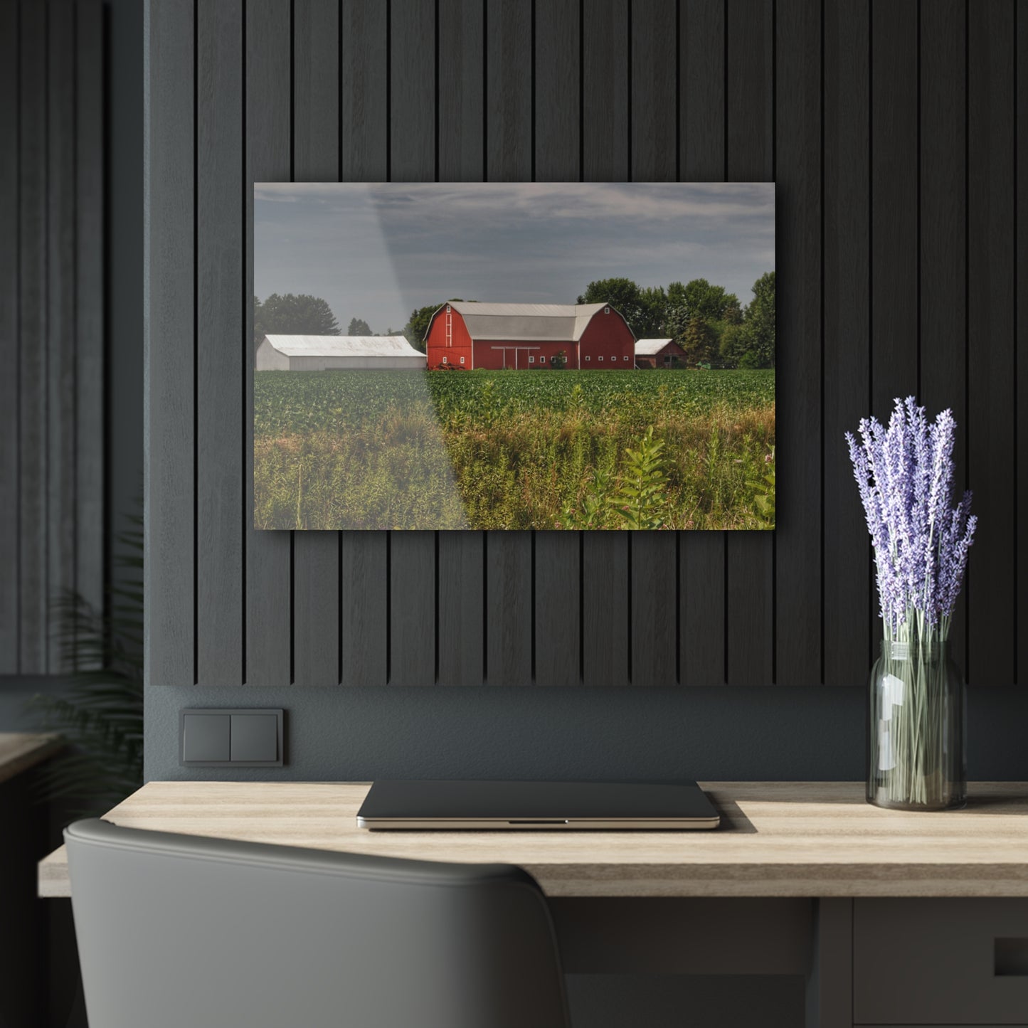 U R There Photography Townline Road Red Rustic Farmhouse Acrylic Wall Print