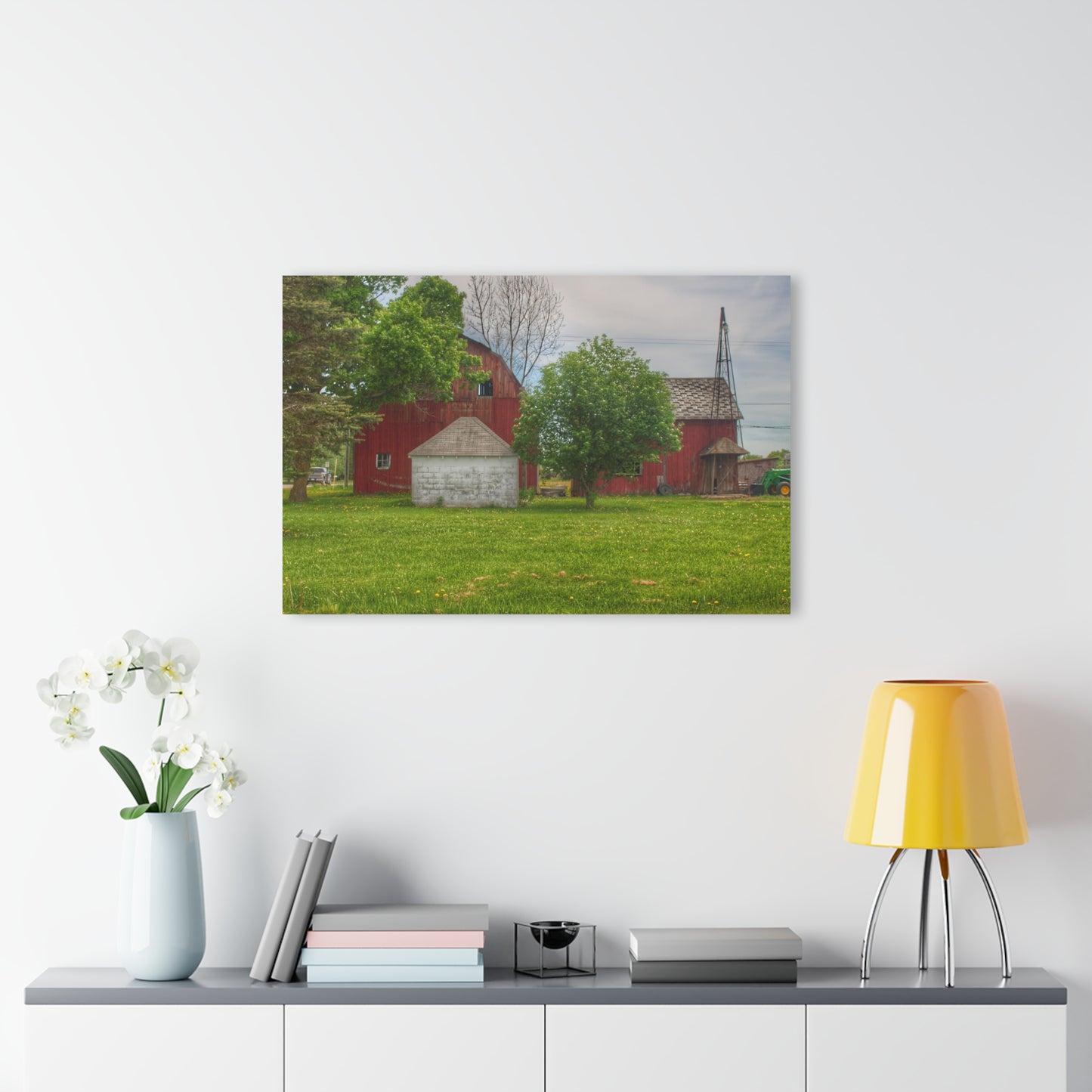 U R There Photography Roods Lake Road Red I Rustic Farmhouse Acrylic Wall Print