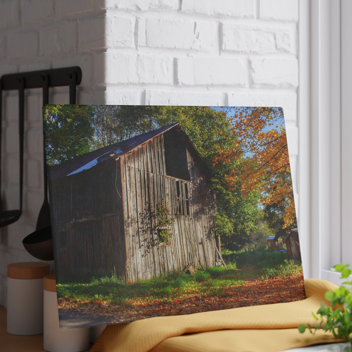 U R There Photography Shoemaker Road Hidden Grey Rustic Farmhouse Tempered-Glass Cutting Board