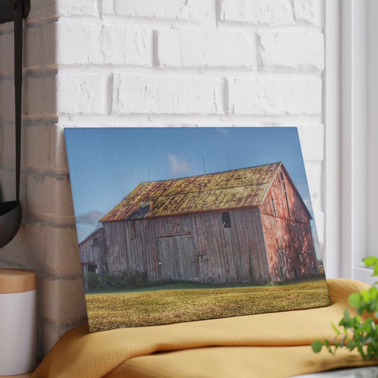 U R There Photography Fargo Road Saltbox Rustic Farmhouse Tempered-Glass Cutting Board