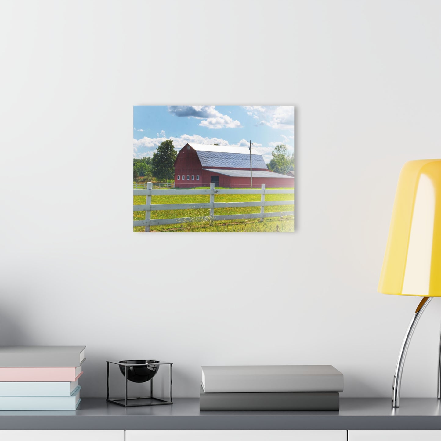 U R There Photography Burt Road Red Rustic Farmhouse Acrylic Wall Print