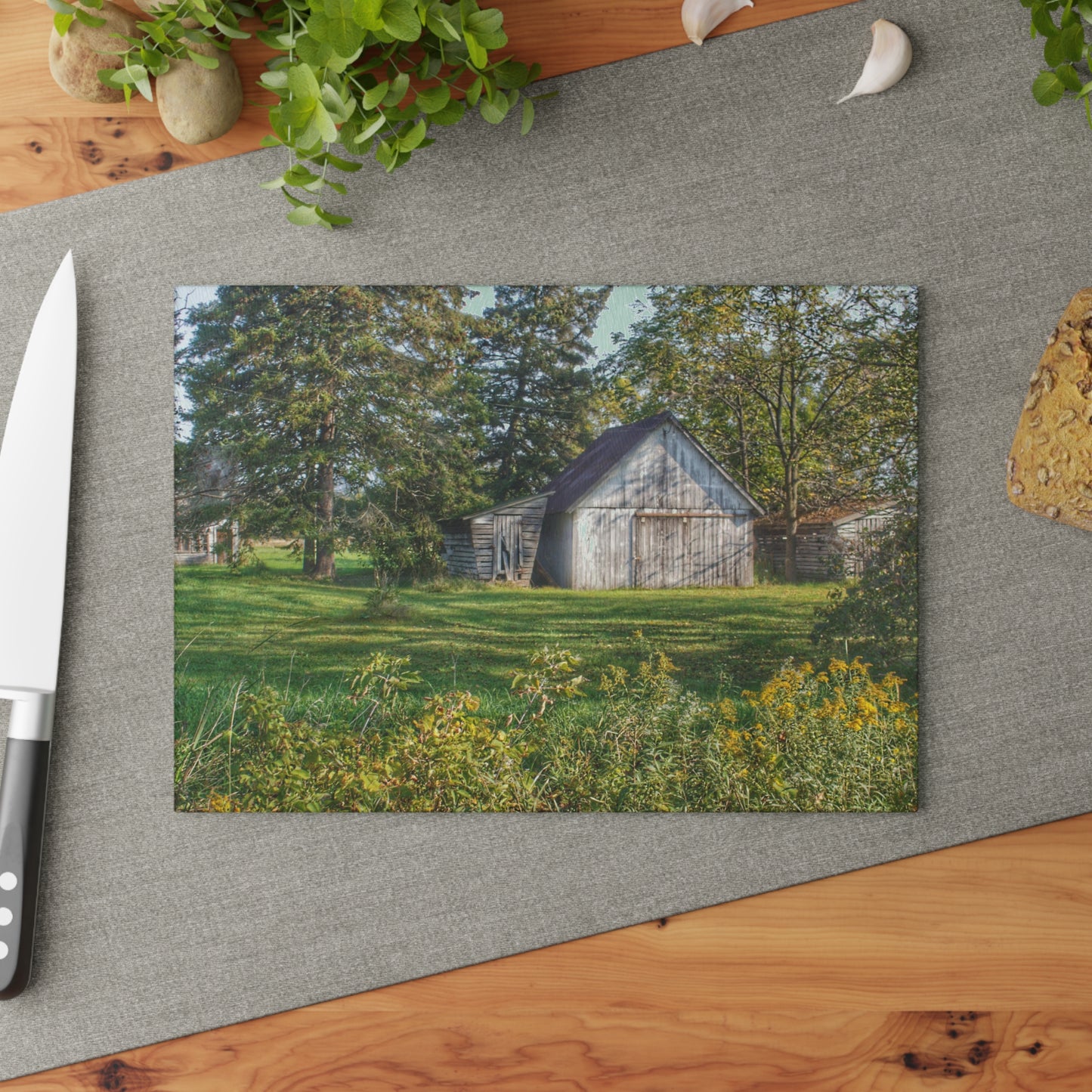 U R There Photography Bowers Road Little White Rustic Farmhouse Tempered-Glass Cutting Board