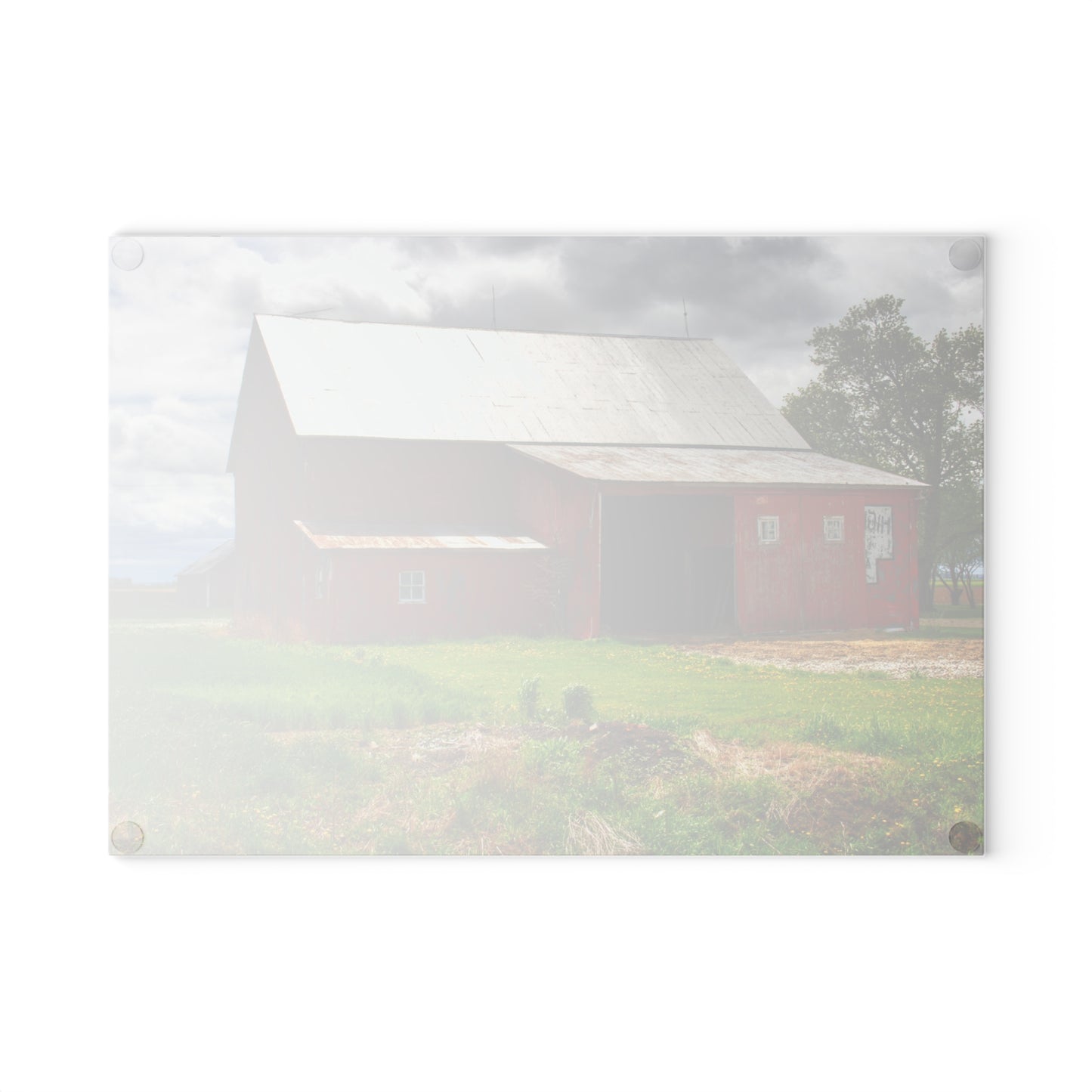 U R There Photography Rescue Road Reds Rustic Farmhouse Tempered-Glass Cutting Board
