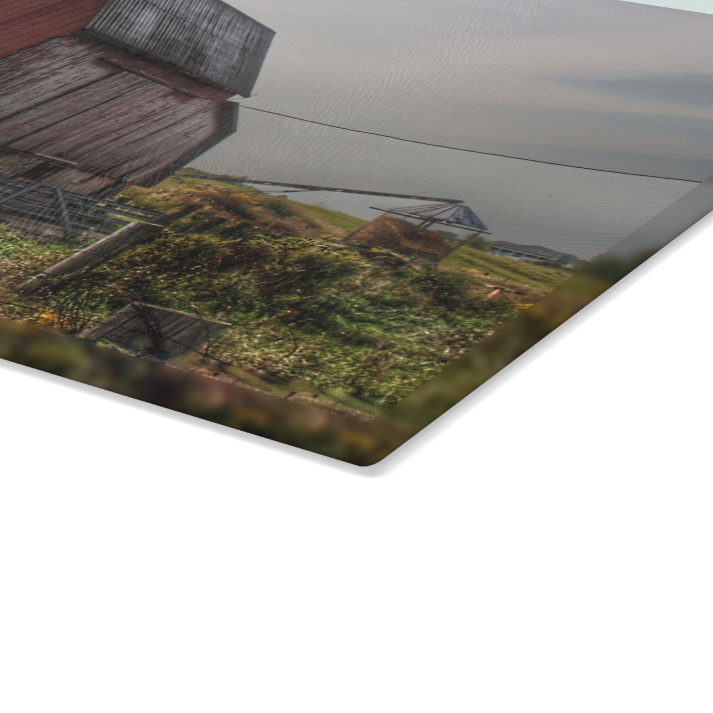 U R There Photography Roadside Stone Red Rustic Farmhouse Tempered-Glass Cutting Board