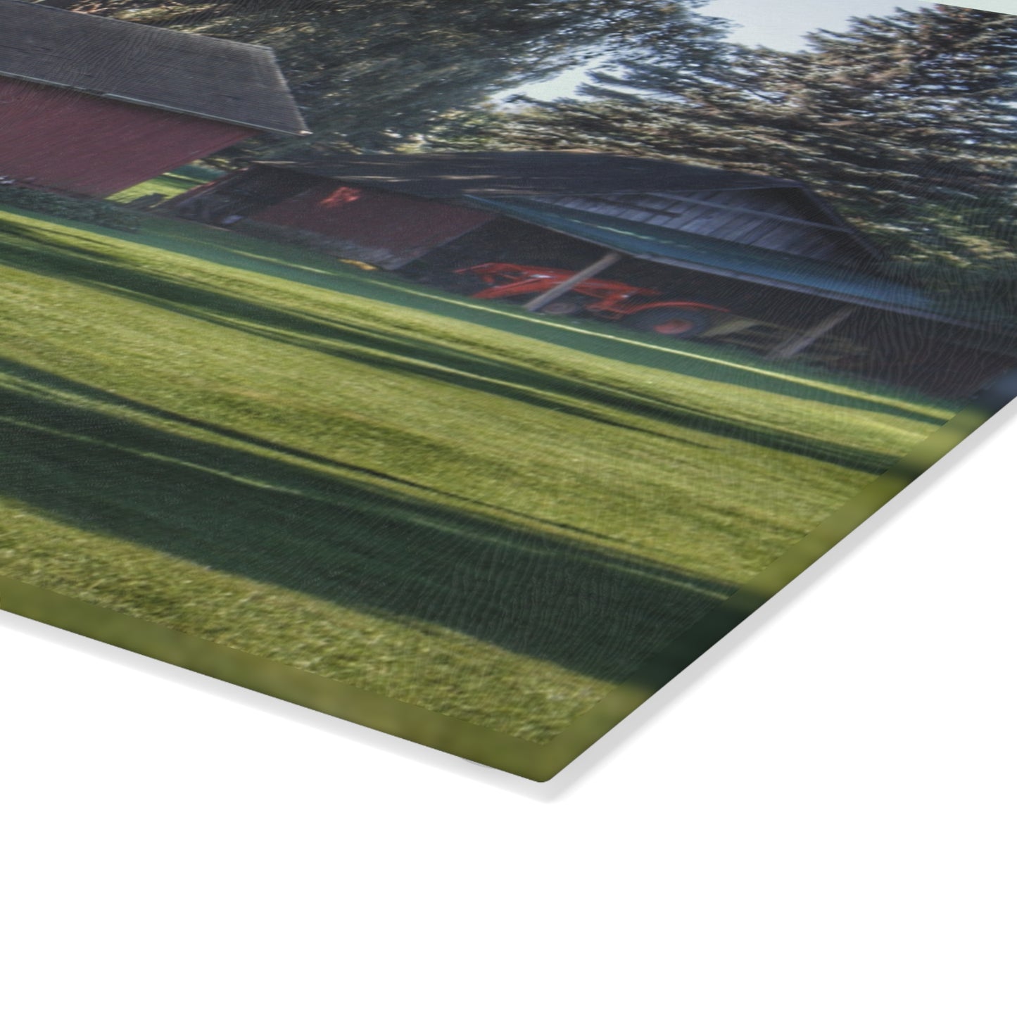 U R There Photography Rochester Road Mini-Reds Rustic Farmhouse Tempered-Glass Cutting Board