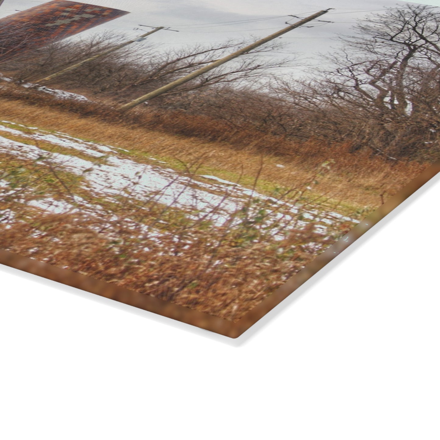 U R There Photography Secord Lake Road Grey Rustic Farmhouse Tempered-Glass Cutting Board