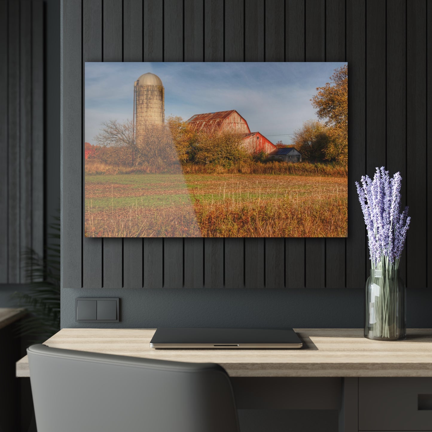 U R There Photography Cade Road Red and Silo Rustic Farmhouse Acrylic Wall Print