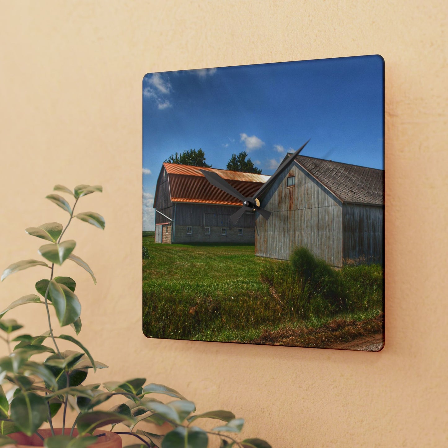 Rustic Farmhouse Wall Clock featuring Copper Greys