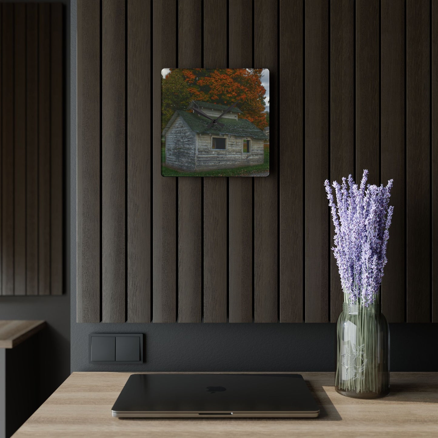 U R There Photography Rural Shack of Metamora Rustic Farmhouse Acrylic Analog Wall Clock
