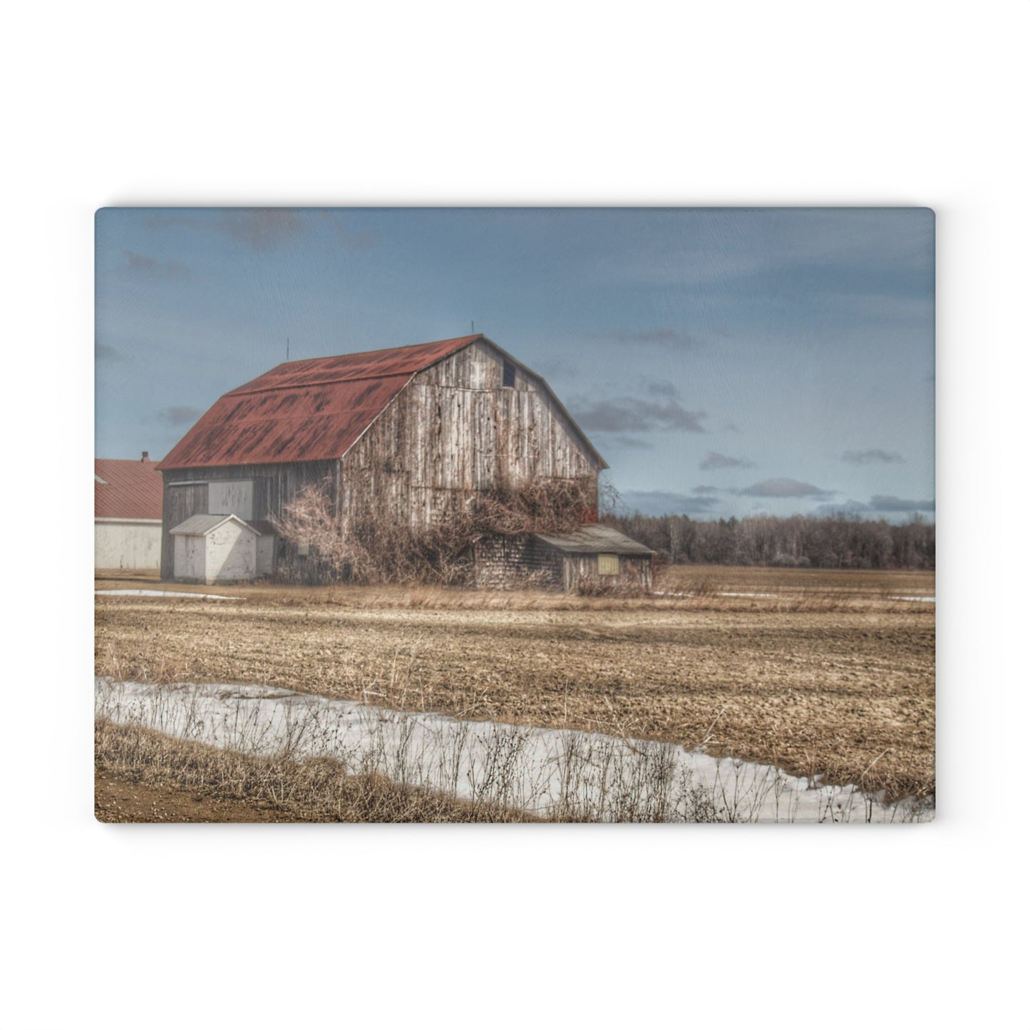 U R There Photography South Church Road Rusty Red Rustic Farmhouse Tempered-Glass Cutting Board