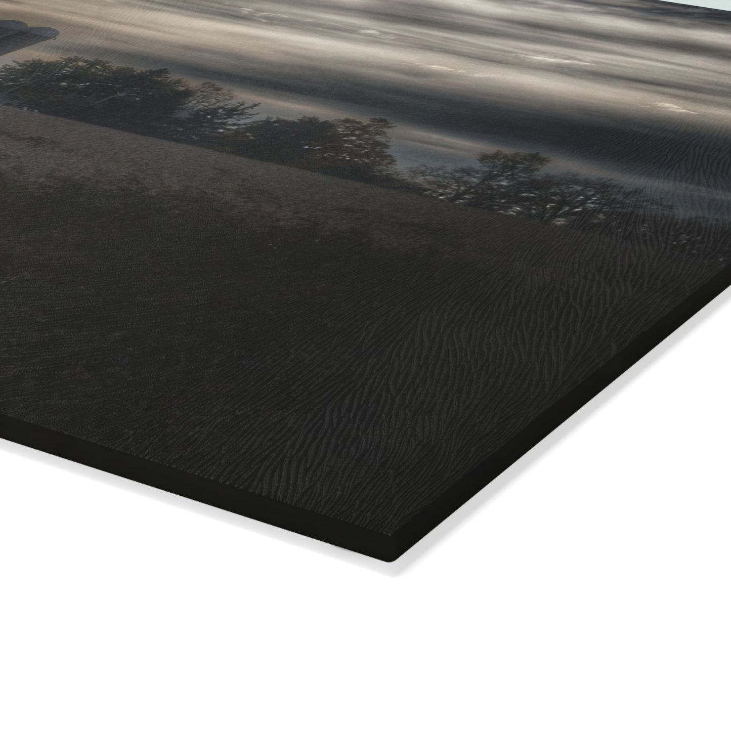 U R There Photography Across the Field on Brown City Road Rustic Farmhouse Tempered-Glass Cutting Board