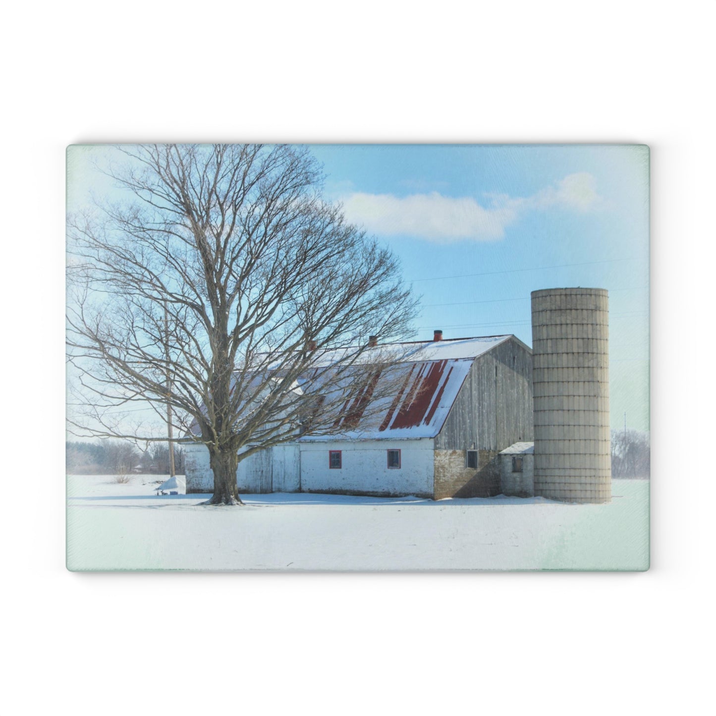 U R There Photography Barnes Road White Rustic Farmhouse Tempered-Glass Cutting Board