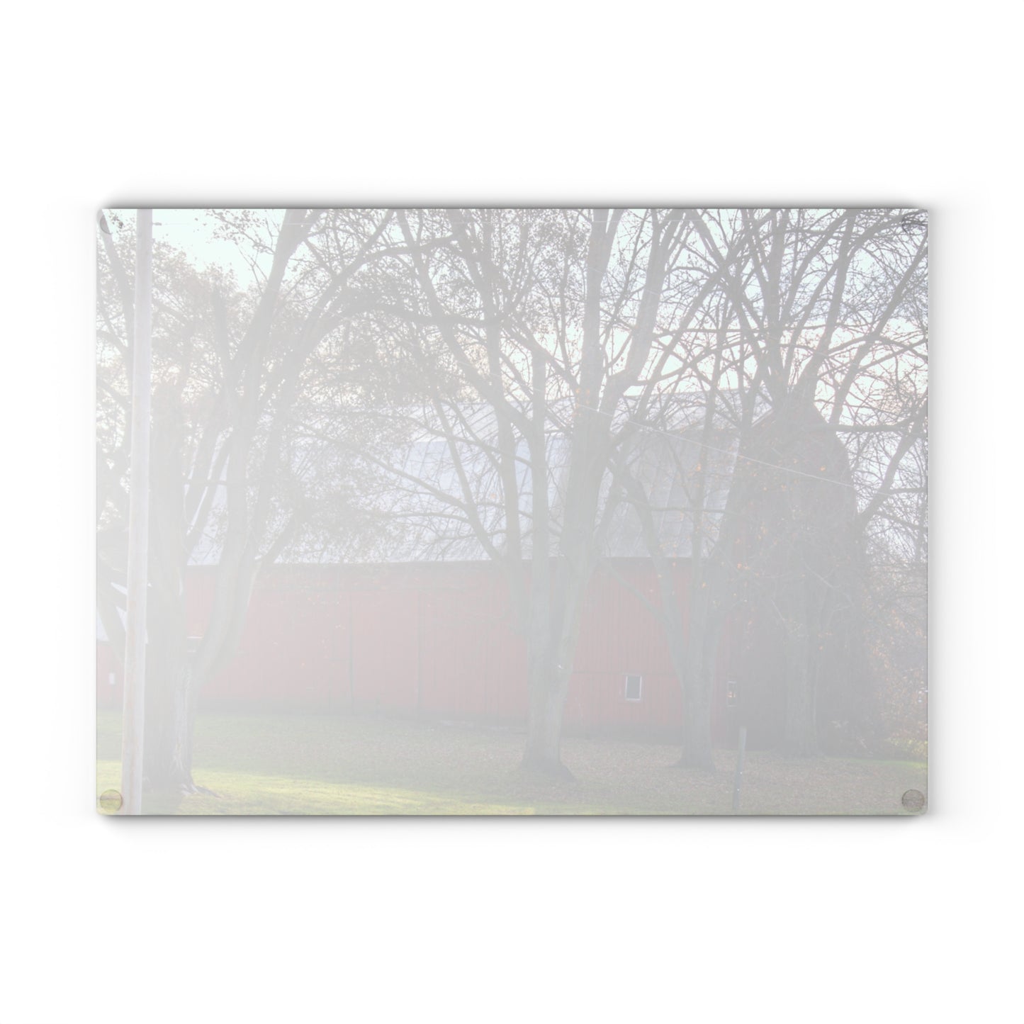 U R There Photography Vienna Road Hidden Red Rustic Farmhouse Tempered-Glass Cutting Board