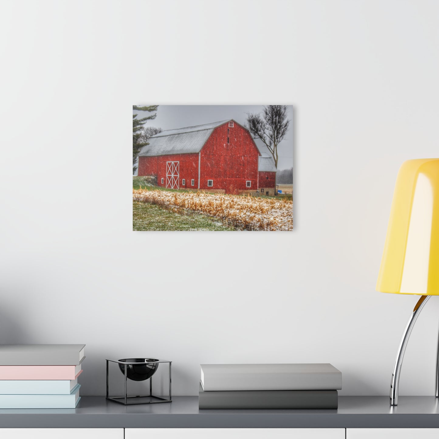U R There Photography Shoemaker Road Winter Reds I Rustic Farmhouse Acrylic Wall Print
