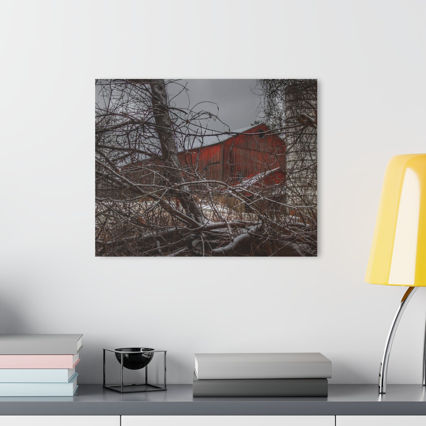 U R There Photography Sandhill Road Hidden Red II Rustic Farmhouse Acrylic Wall Print
