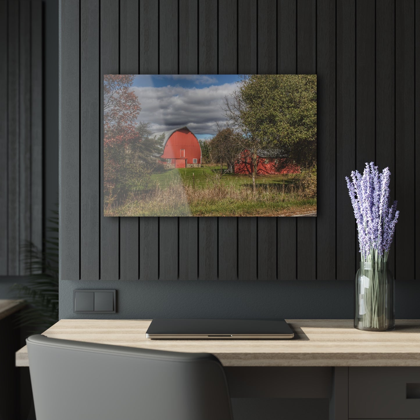 U R There Photography Genesee Road Red III Rustic Farmhouse Acrylic Wall Print