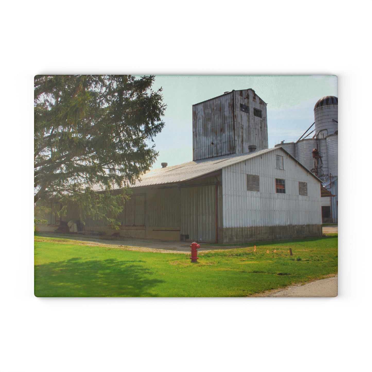 U R There Photography Unionville Grainery Rustic Farmhouse Tempered-Glass Cutting Board