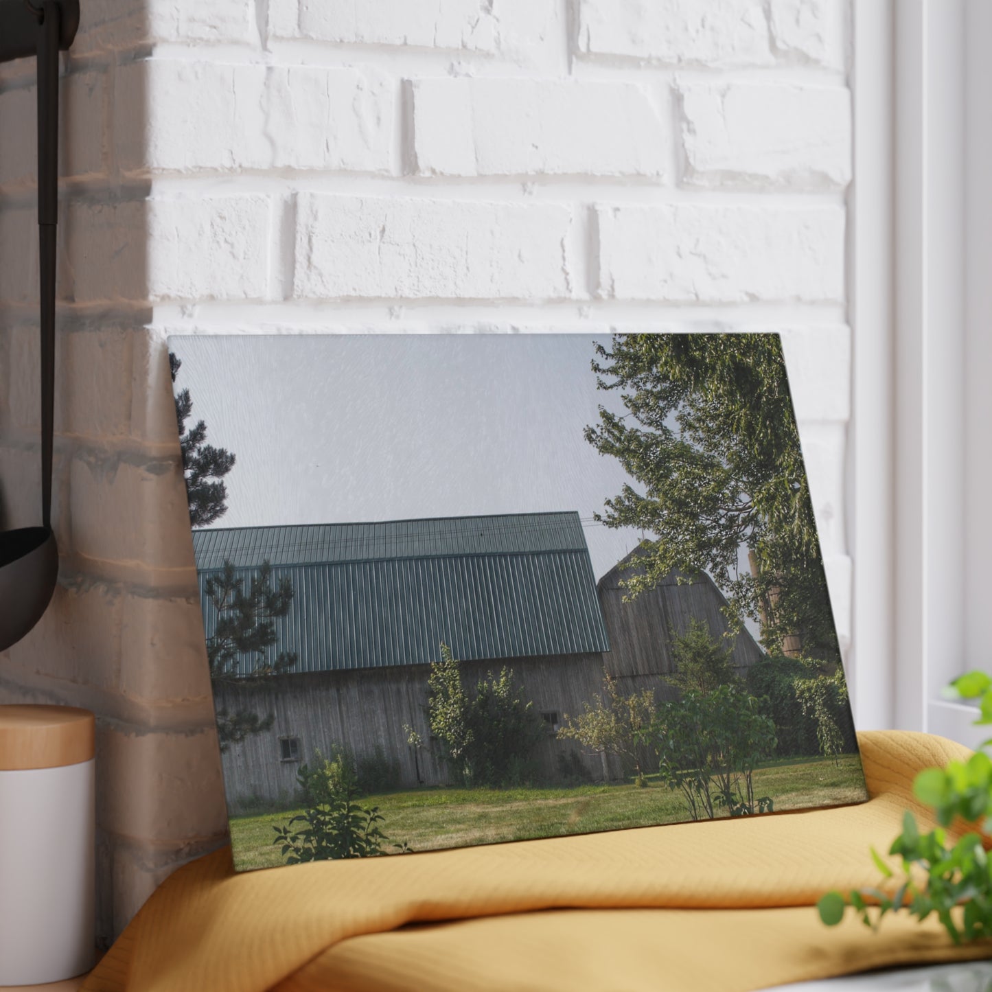 U R There Photography Bordman Road Greys Rustic Farmhouse Tempered-Glass Cutting Board