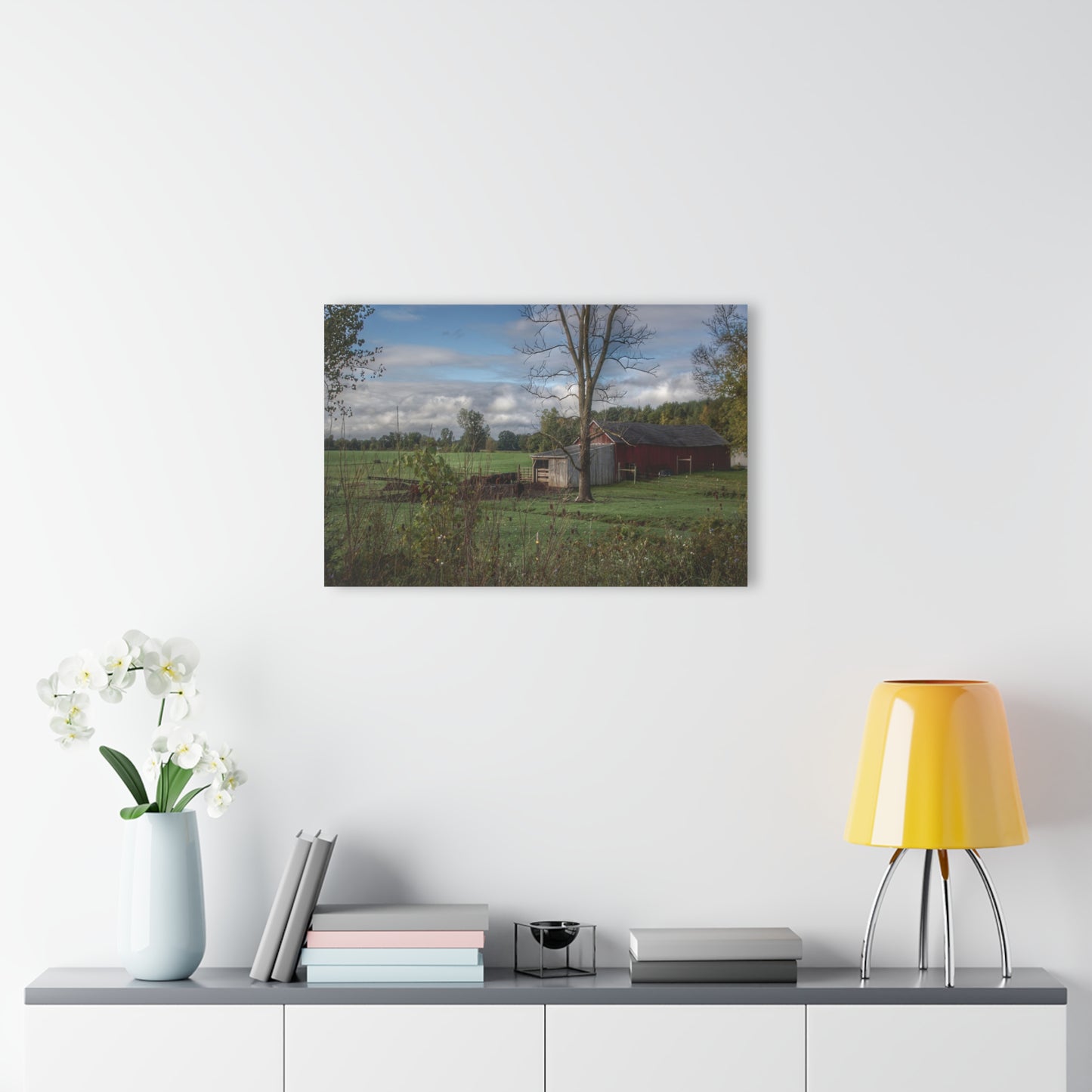U R There Photography West Oregon Road Hidden Red IV Rustic Farmhouse Acrylic Wall Print