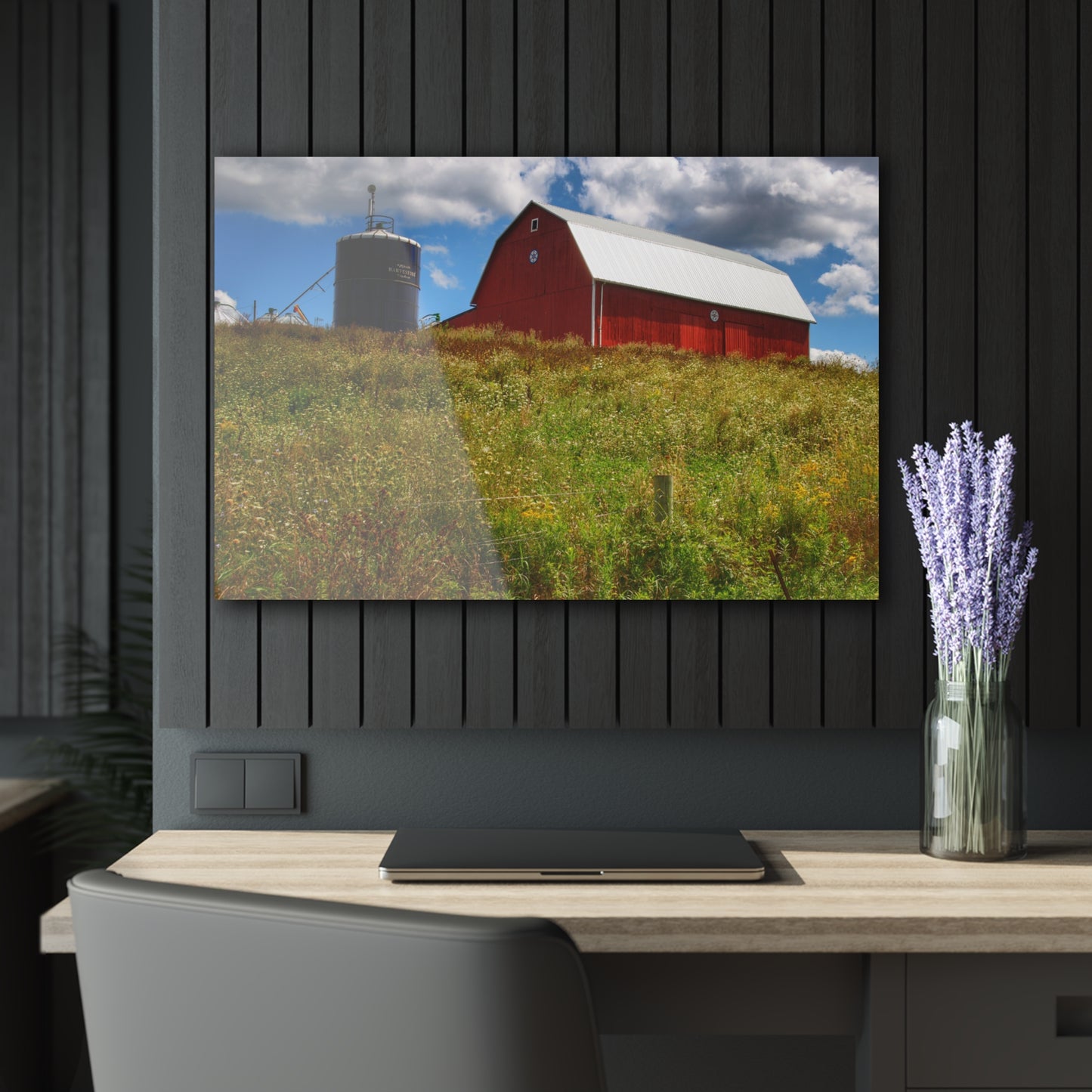 U R There Photography South Henderson Road Hilltop Red I Rustic Farmhouse Acrylic Wall Print