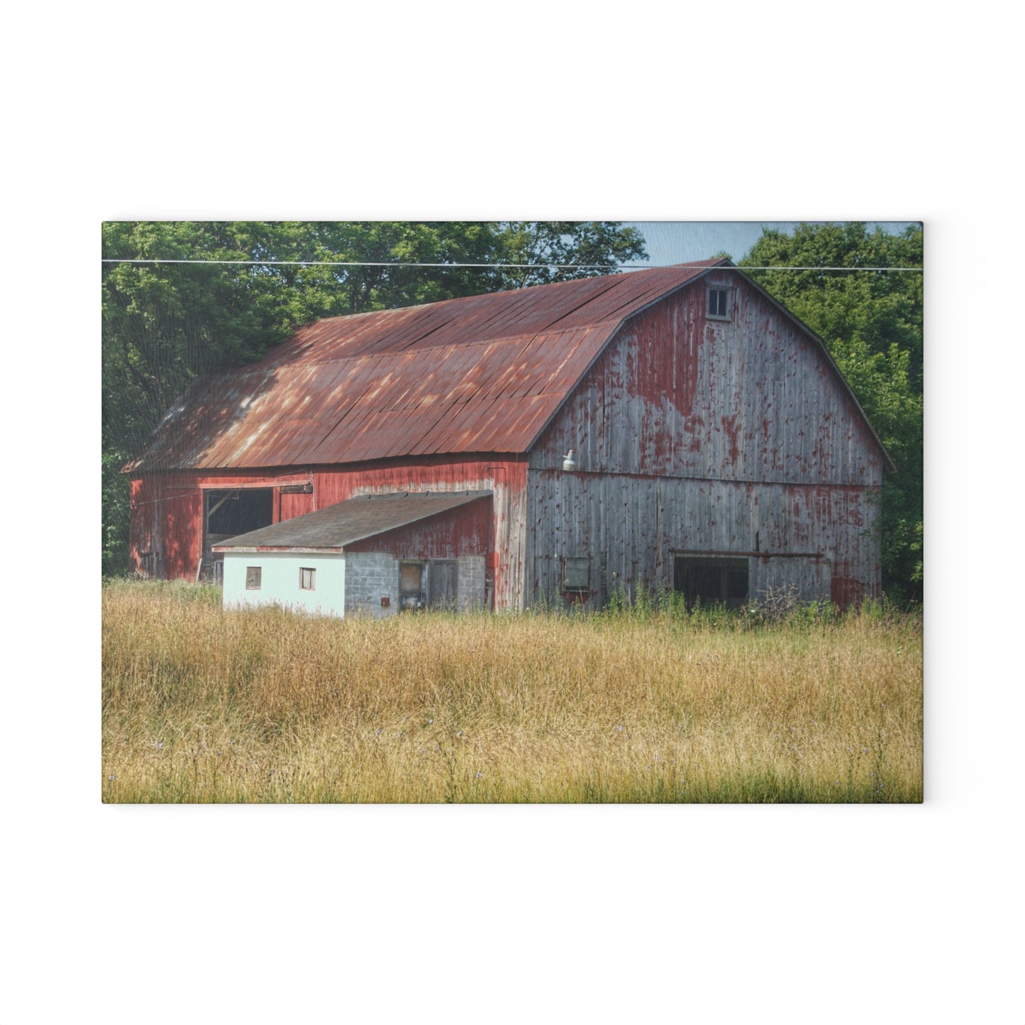 U R There Photography Scott Road Red Rustic Farmhouse Tempered-Glass Cutting Board