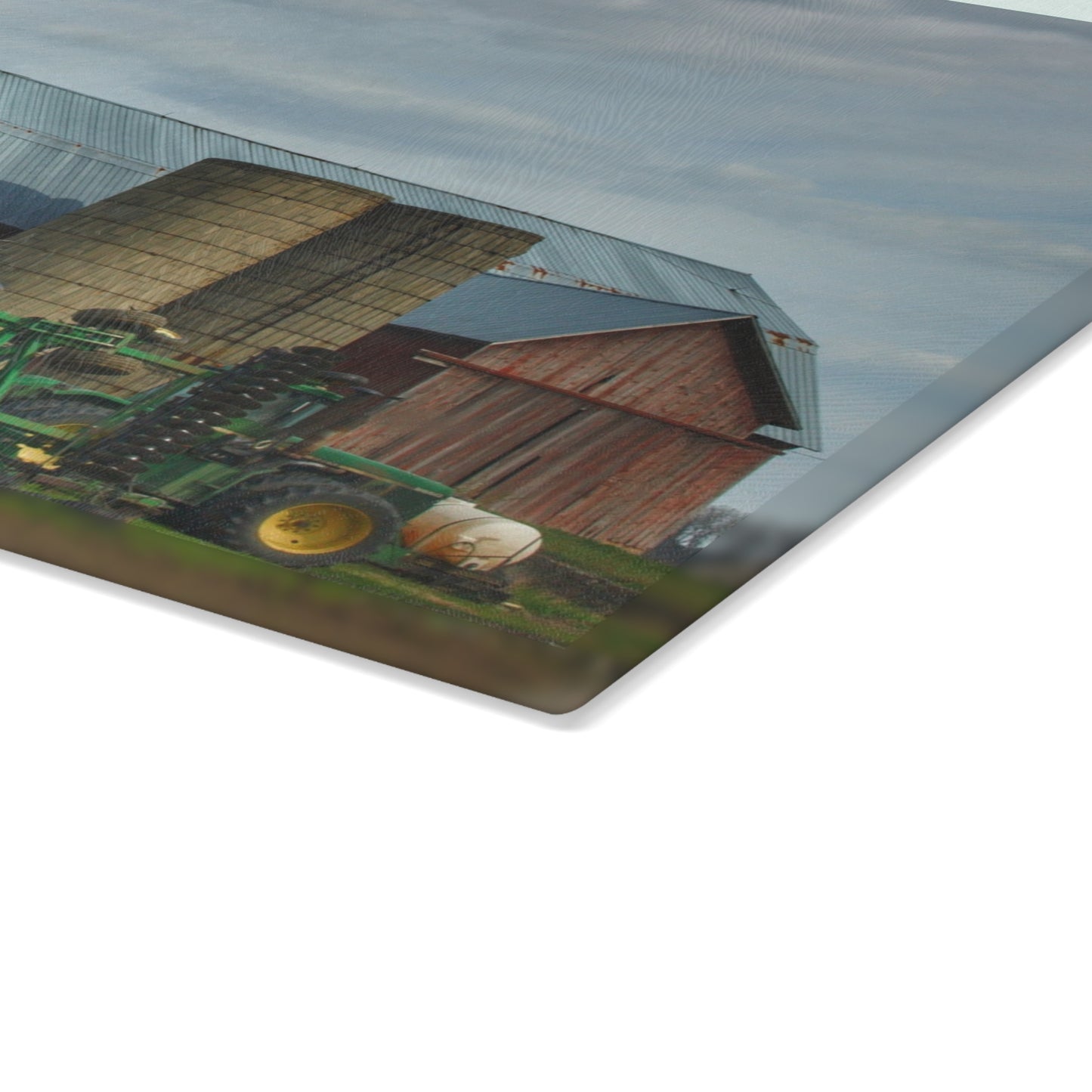 U R There Photography Snover Road Red I Rustic Farmhouse Tempered-Glass Cutting Board